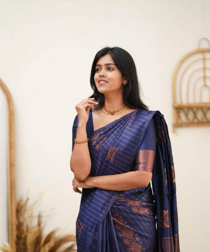 fab woven Art Silk Woven Kanjeevaram Sarees With Unstitched Blouse Piece ( Navy Blue ) fab woven Art Silk Woven Kanjeevaram Sarees With Unstitched Blouse Piece ( Navy Blue )