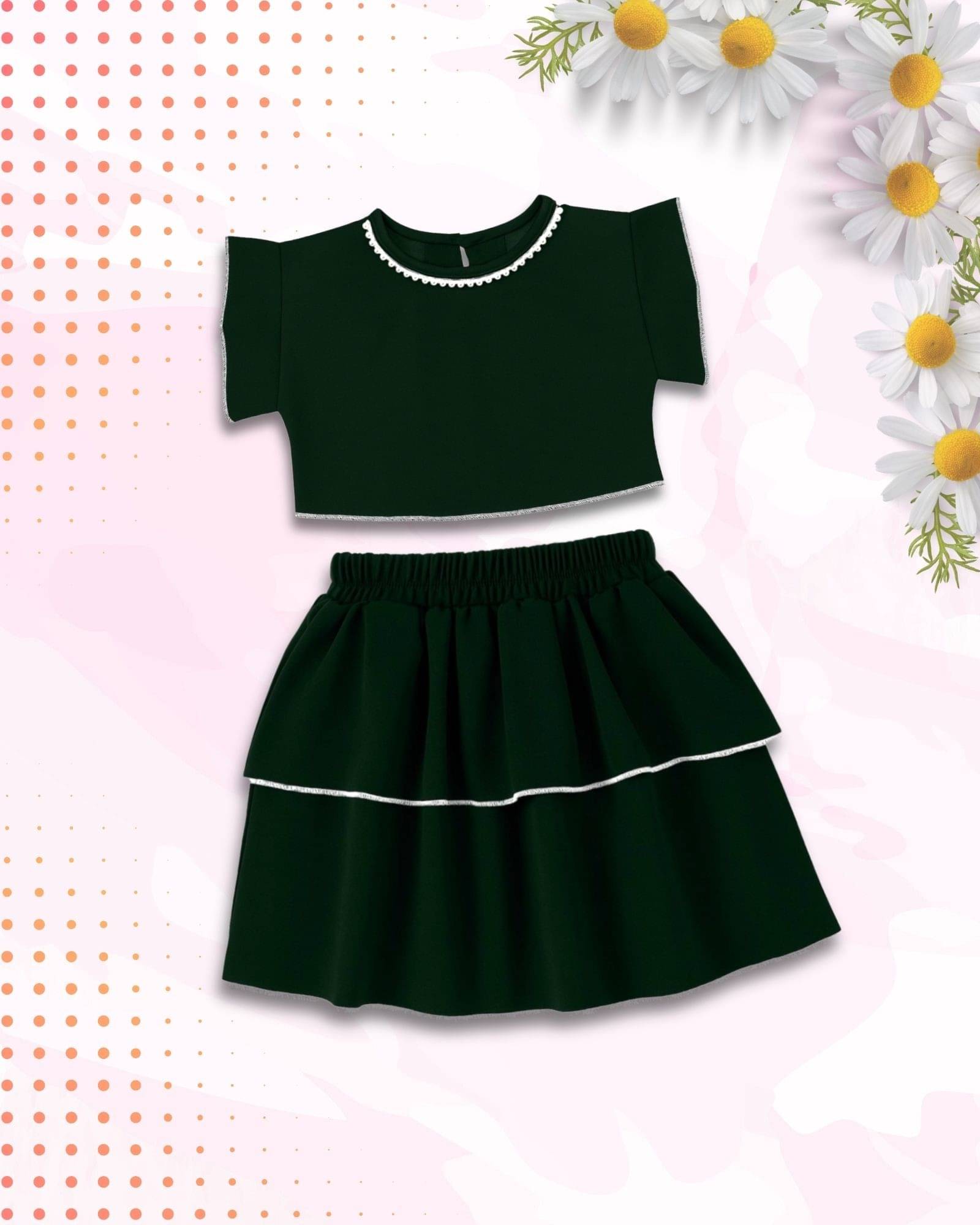     			Addyvero Pack of 1 Girls Polyester T-shirt & Skirt ( Green )