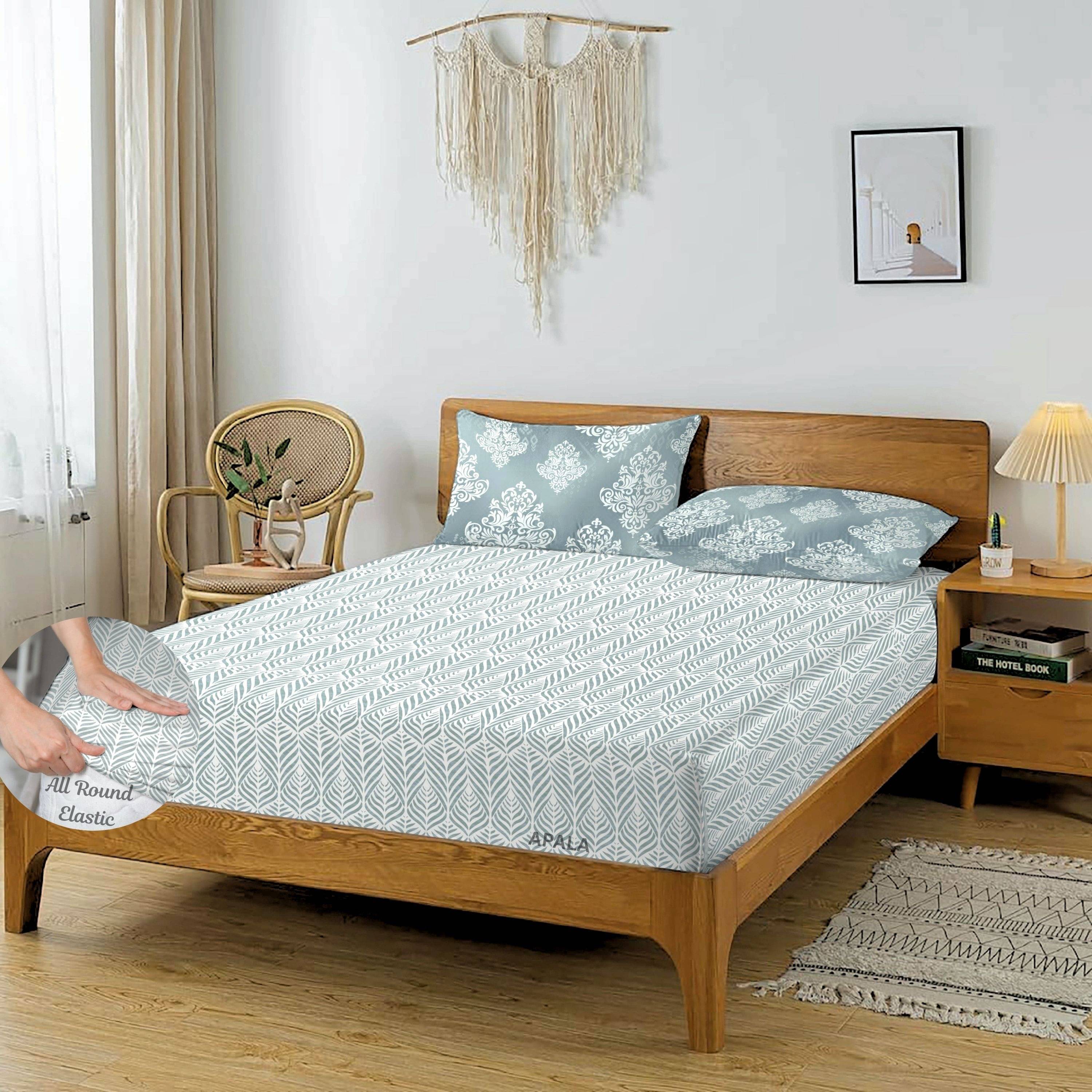     			Apala Microfibre Floral Fitted 1 Bedsheet with 2 Pillow Covers ( King Size ) - Multi