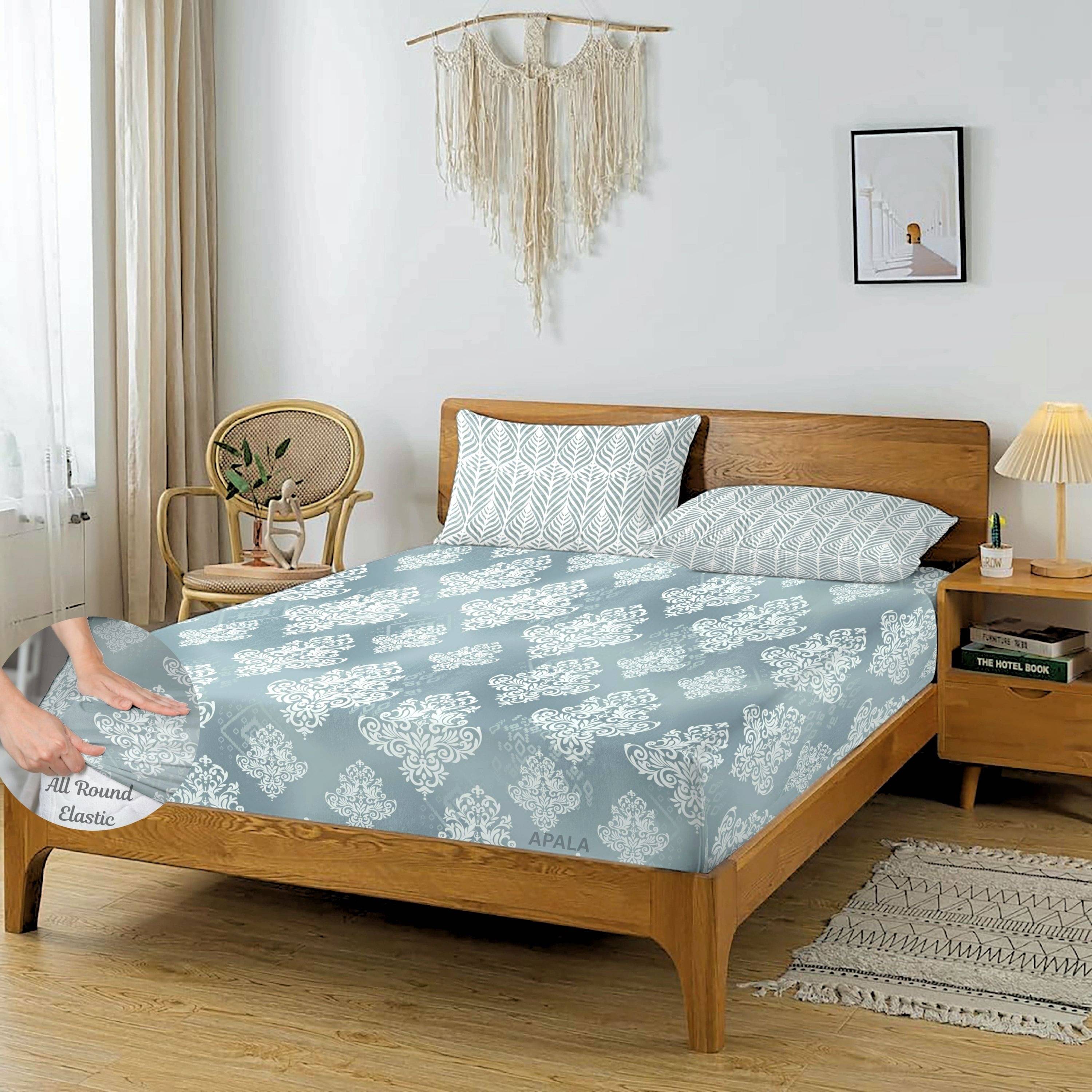 Apala Microfibre Floral Fitted 1 Bedsheet with 2 Pillow Covers ( King Size ) - Green Apala Microfibre Floral Fitted 1 Bedsheet with 2 Pillow Covers ( King Size ) - Green