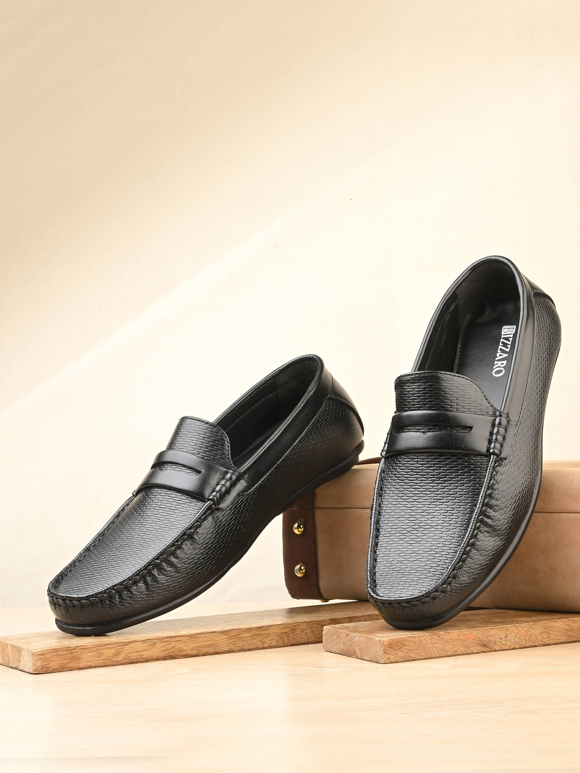     			BIZZARO Black Men's Slip on Shoes