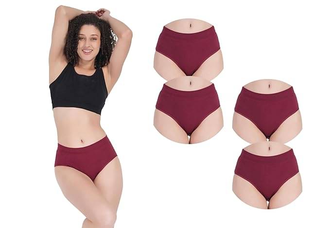 Bebron Pack of 4 Cotton Lycra Hipster For Women ( Maroon ) Bebron Pack of 4 Cotton Lycra Hipster For Women ( Maroon )