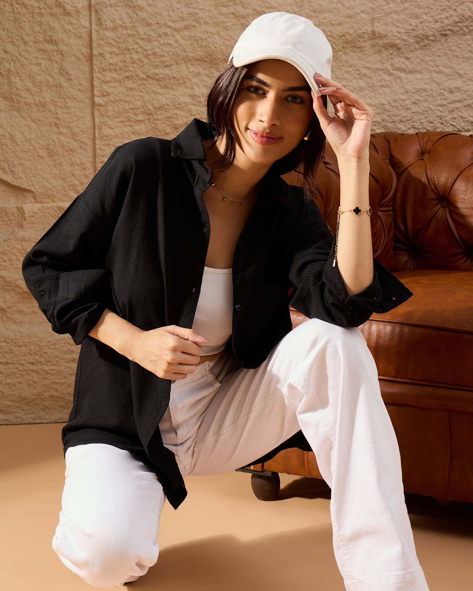 Chimpaaanzee Women Solid Cotton Shirt ( Black ) Chimpaaanzee Women Solid Cotton Shirt ( Black )