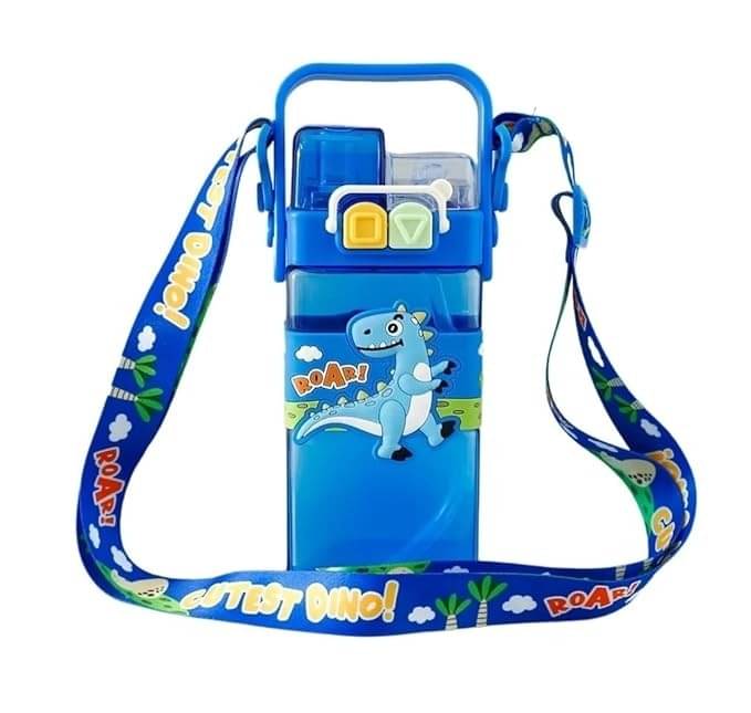     			ECLET 520ML Water Bottle For Kids Boys with Double Drinking Straw Cup Adjustable Strap, Leak-Proof BPA Free Water Bottle, Perfect for School & Outdoor Fun Gift for Childrens(SET OF 1 MULTICOLOUR)