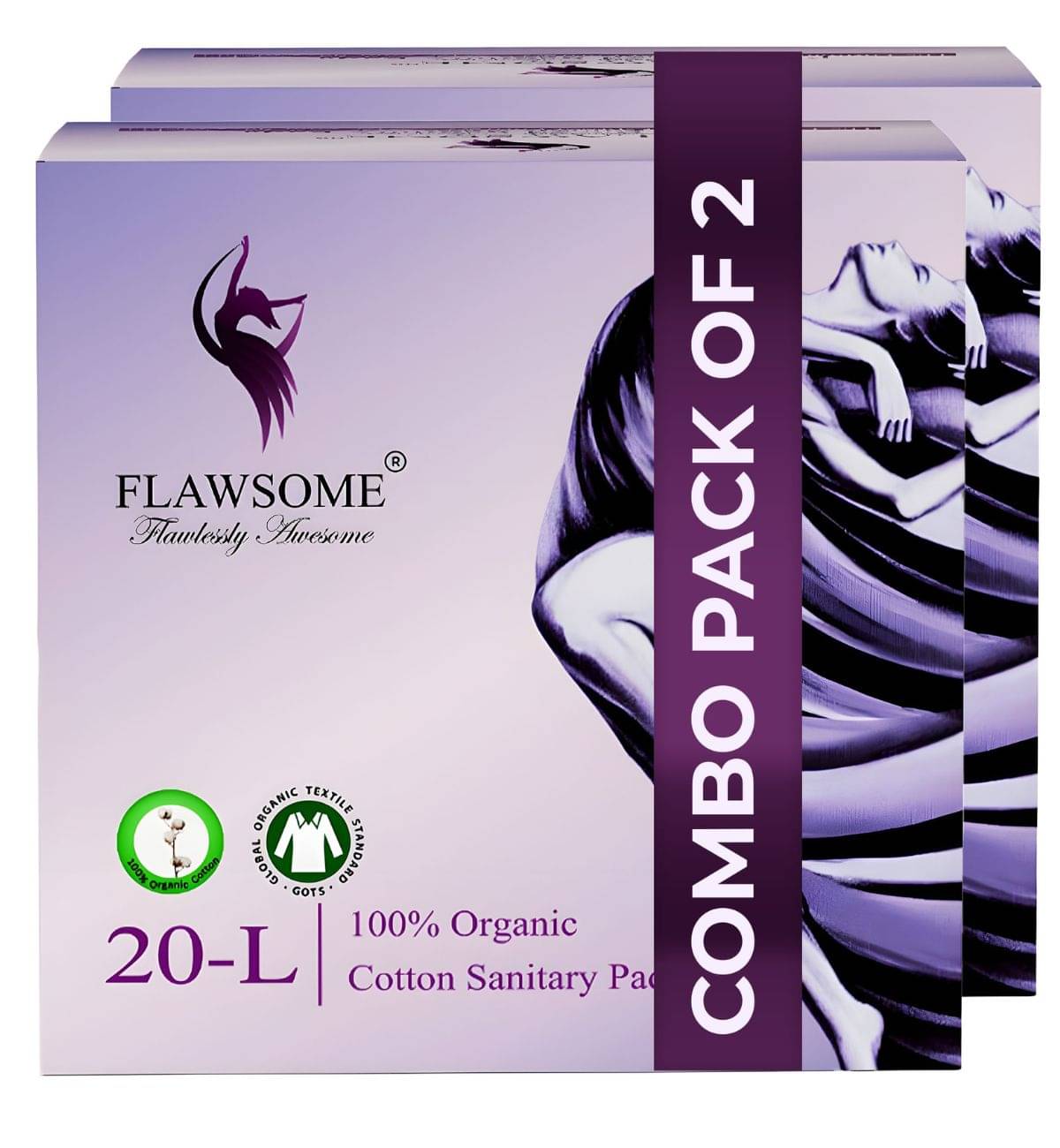 FLAWSOME Cotton Large Pad Combo Comfort (Pack for Day & Night (Pack of 20) FLAWSOME Cotton Large Pad Combo Comfort (Pack for Day & Night (Pack of 20)