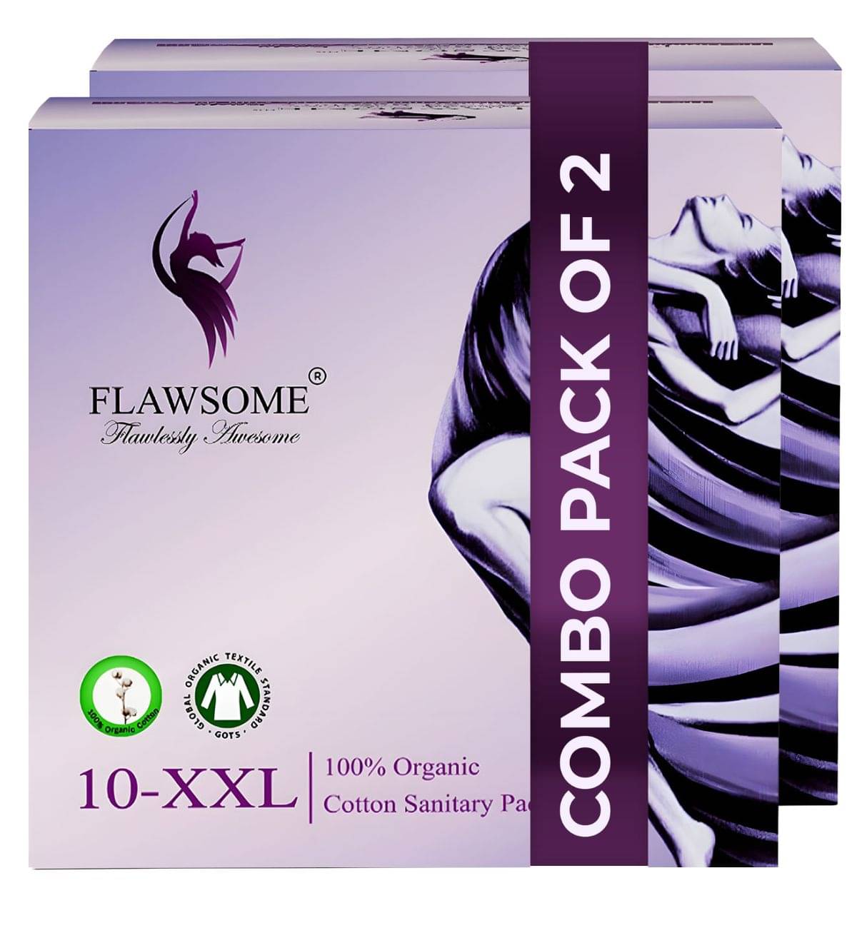 FLAWSOME Cotton XXL Pad Long Wear Comfort, Rash-Free (Pack of 10) FLAWSOME Cotton XXL Pad Long Wear Comfort, Rash-Free (Pack of 10)