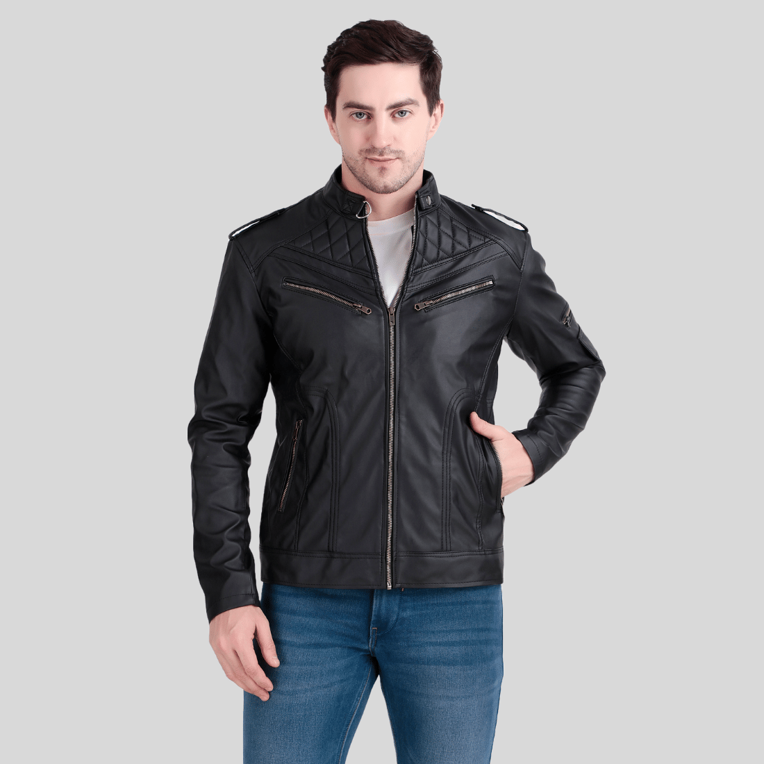 GARMADIAN PU Leather Men's Leather Jacket - Black ( Pack of 1 ) - Jackets & Coats | Buy online on ZillyBuy