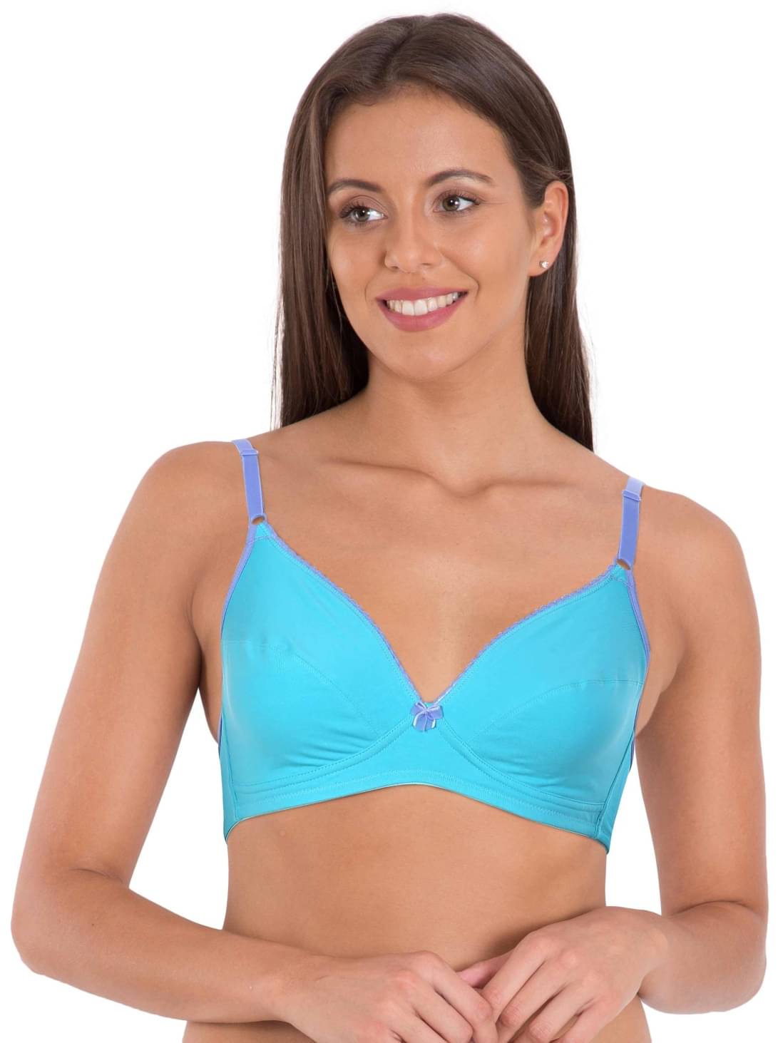 Jockey Pack of 1 Cotton Blend Non Padded Plunge Bra For Women ( Blue )     			Jockey Pack of 1 Cotton Blend Non Padded Plunge Bra For Women ( Blue )