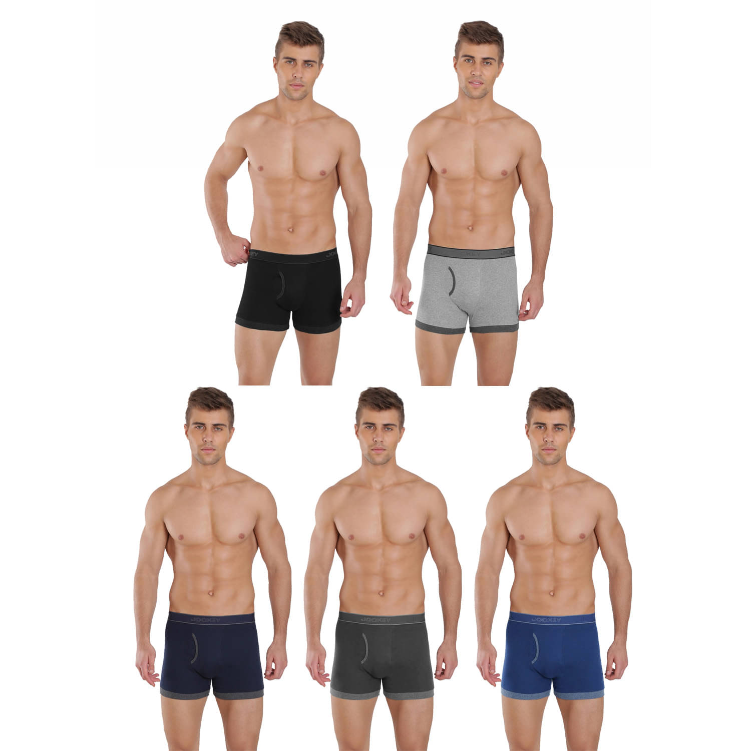     			Jockey Pack of 5 Cotton Trunks For Men's ( Multicolor )