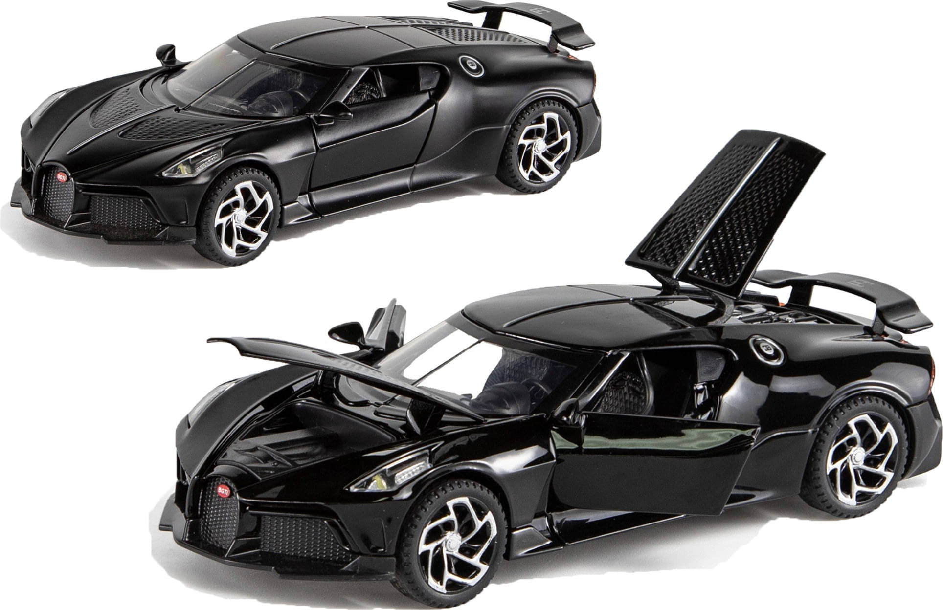     			Joy Junction 1:32 Scale Bugati Diecast Pull Back Toy car with Openable Doors, Light & Sound (Black)