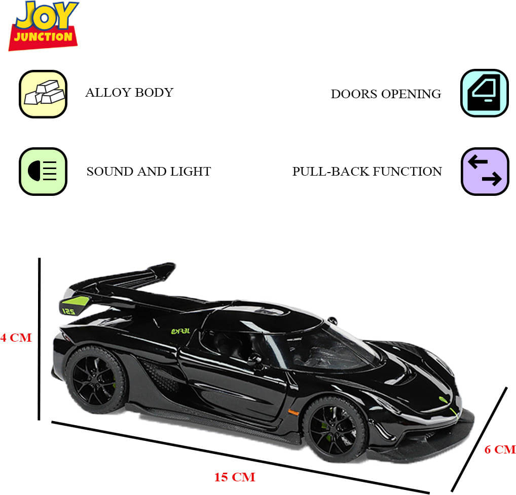     			Joy Junction KOENIGSEG Model Car 1:32 Metal Pull Back Die-cast Car (Black) (Black)