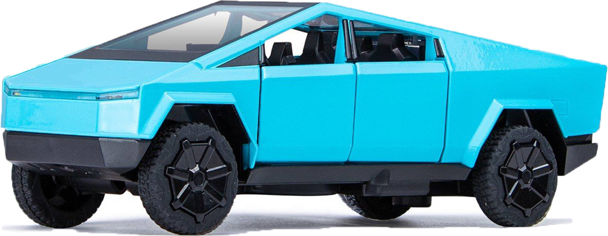     			Joy Junction Tesla Cyber Truck Diecast Pull Back Car-Openable Doors Light Music & Bracket Box (Blue)