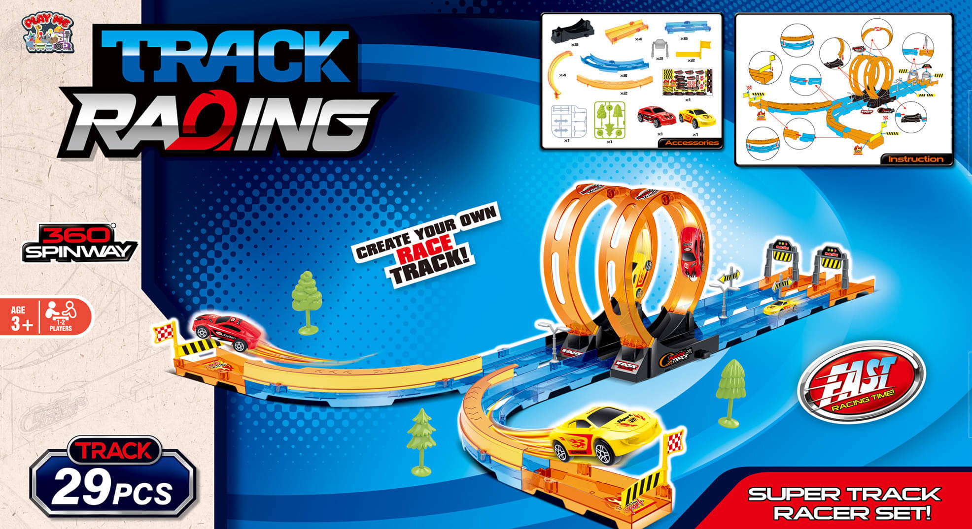     			Joy Junction Track Set Loop Track Car Racing Set with Pull-Back Car Track Toys (29 PCS) (Multicolor)