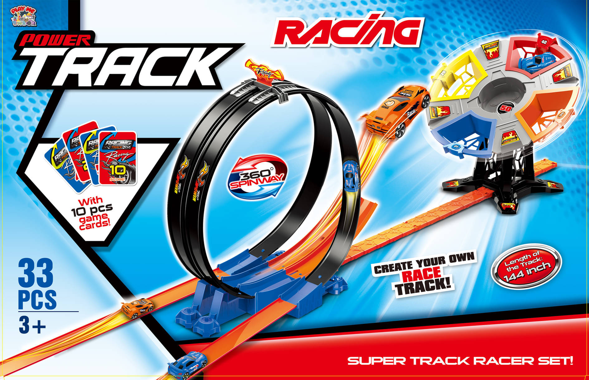    			Joy Junction Track Set Loop Track Car Racing Set with Pull-Back Car Track Toys (33 PCS) (Multicolor)