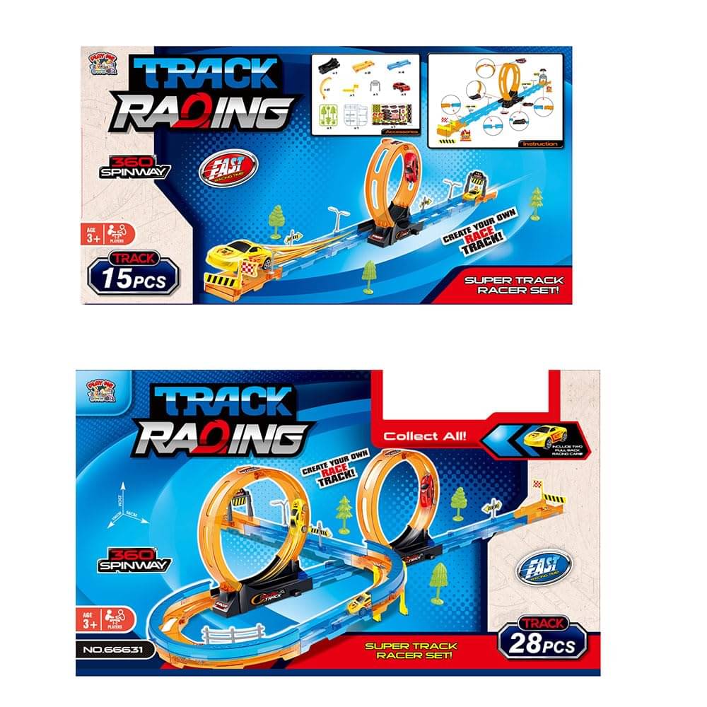     			Joy Junction Track Set Loop Track Car Racing Set with Pull-Back Car Track Toys (15 PCS) (Multicolor)