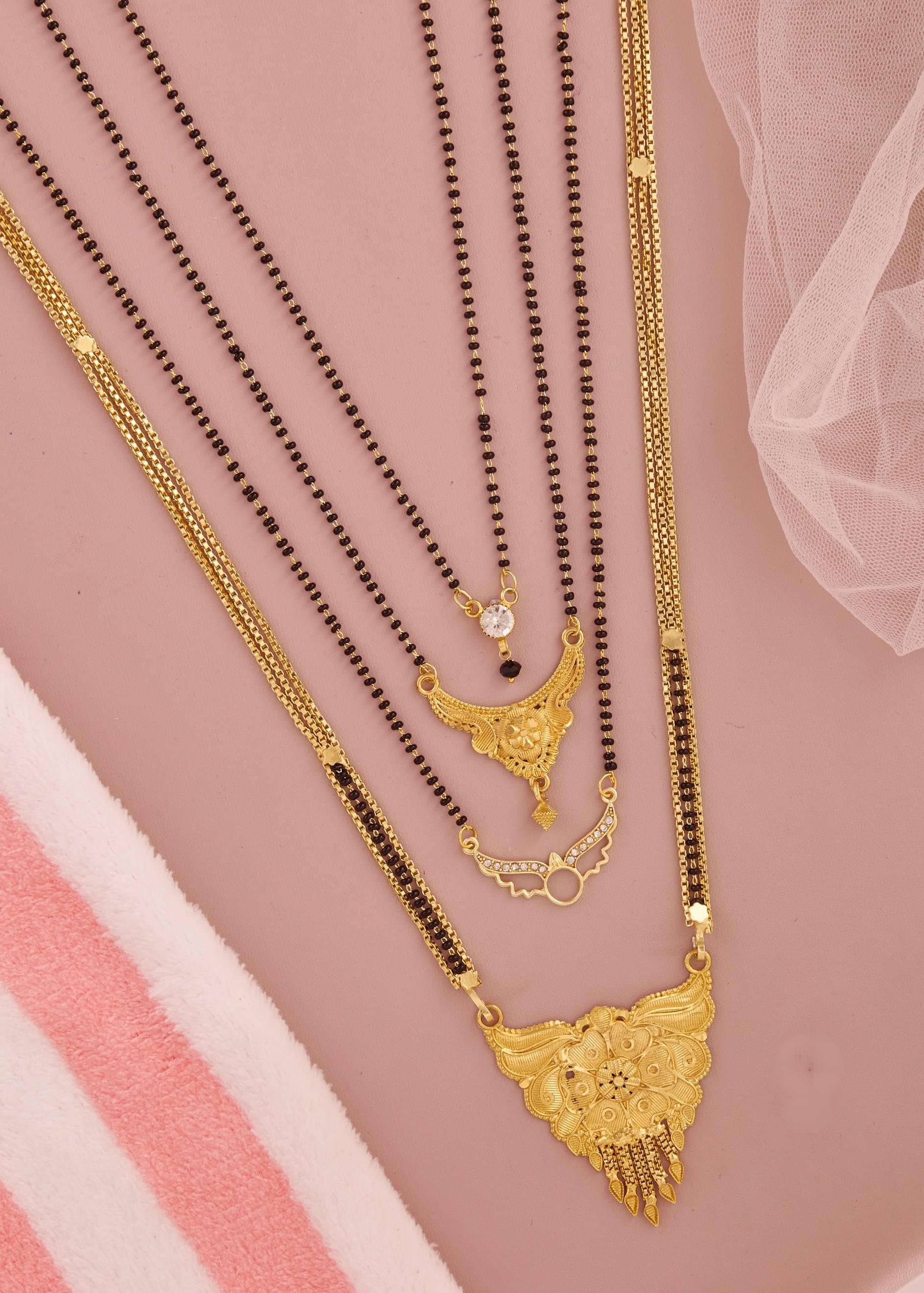 KIEICE Golden Mangalsutra Set ( Pack of 4 )     			KIEICE Golden Mangalsutra Set ( Pack of 4 )