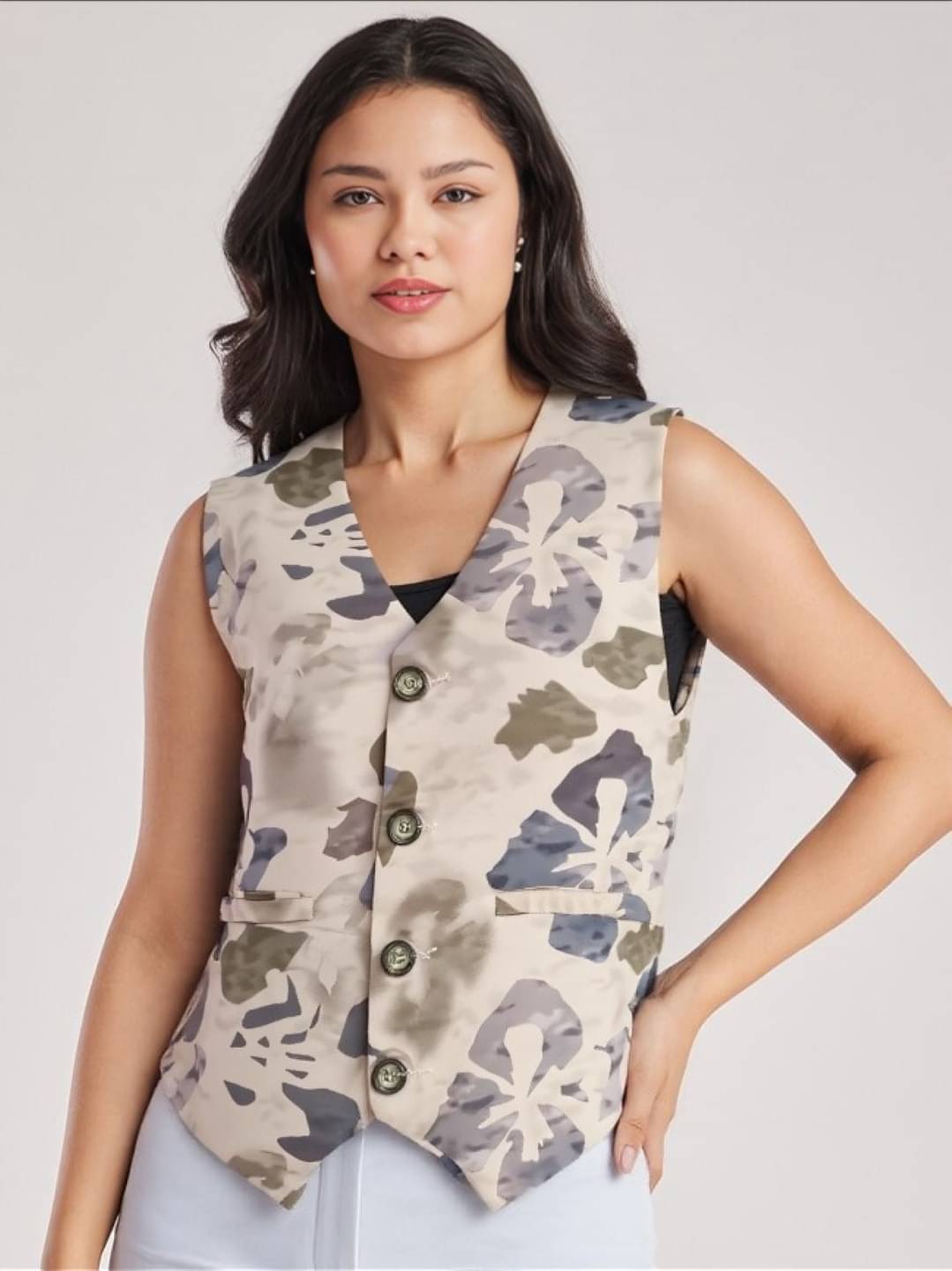     			PLUS PARADISE Cotton Women's Waistcoats - Off White ( Single )