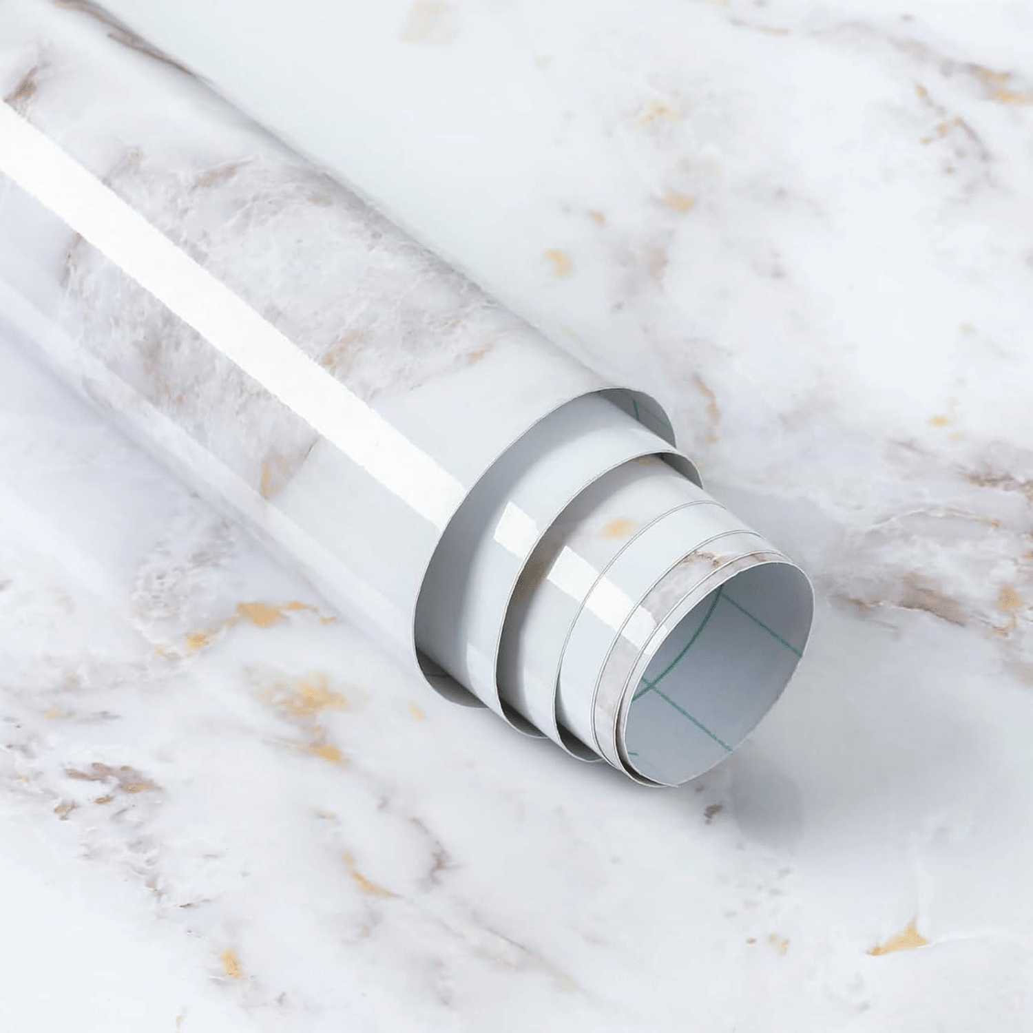     			Pack of 2 Self Adhesive Marble Wallpaper Rolls – White Gold, Waterproof, Oilproof Wall Sticker for Kitchen, Table, Drawer (60x200cm Each)