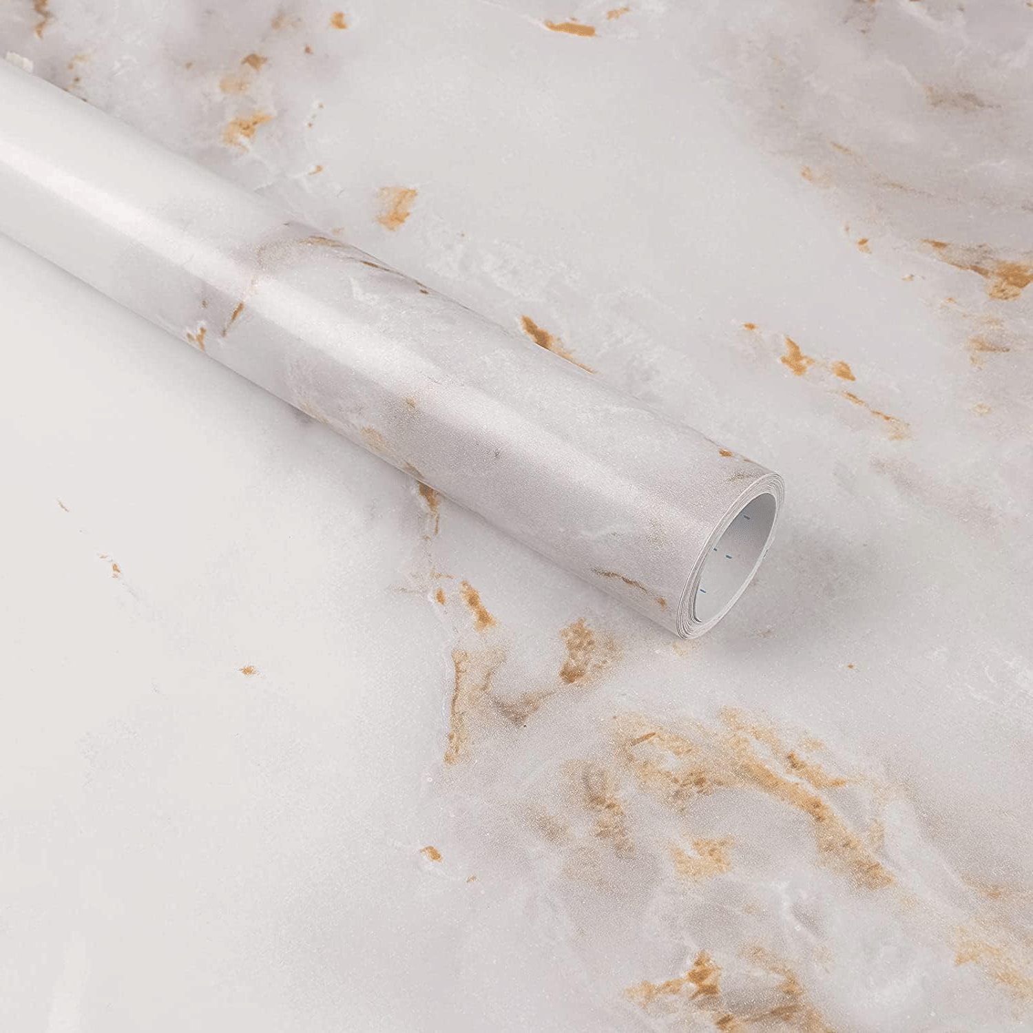     			Pack of 2 Self Adhesive Marble Wallpaper Rolls – White Gold, Waterproof, Oilproof Wall Sticker for Kitchen, Table, Drawer (60x200cm Each)