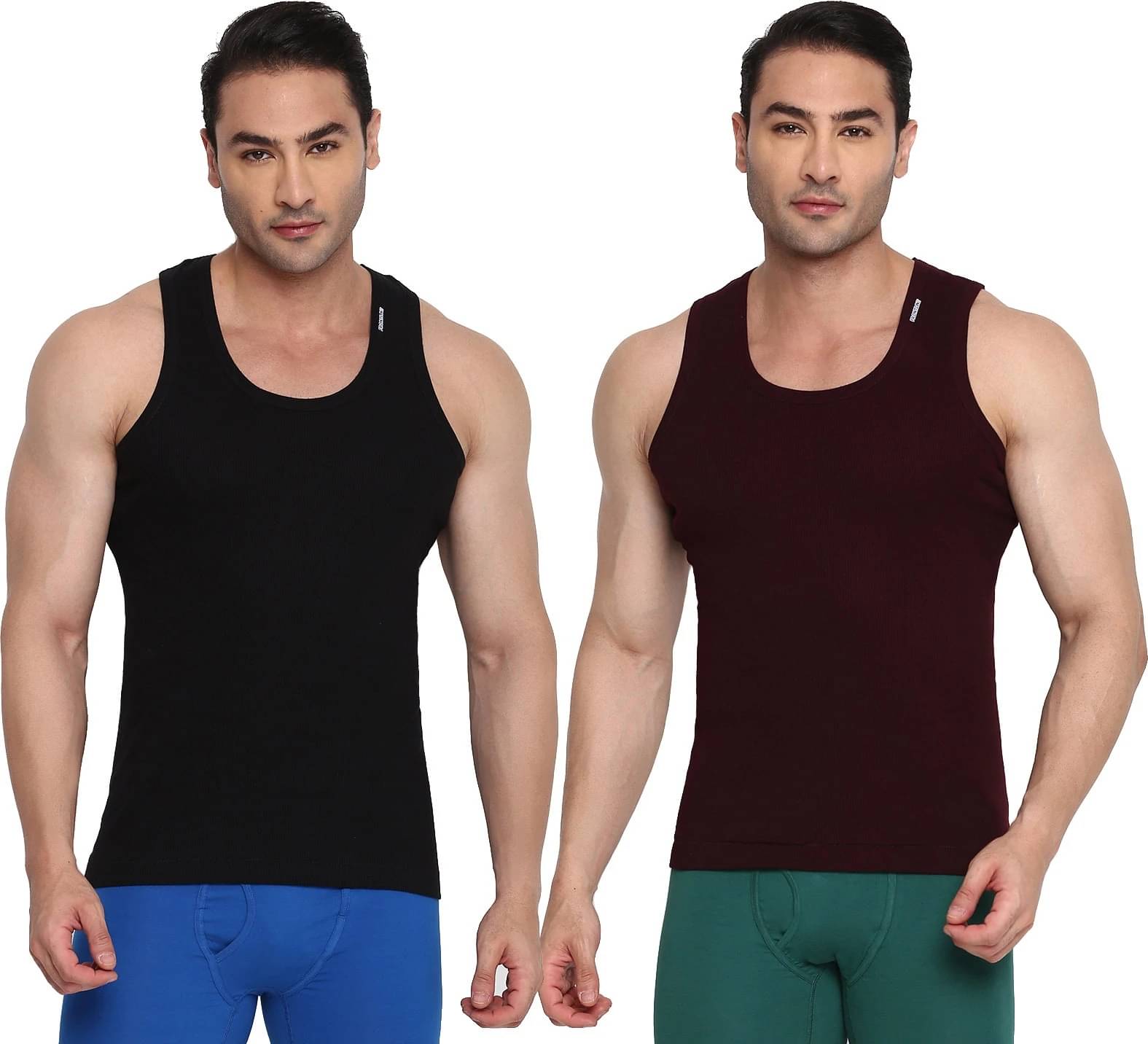     			Rupa Frontline Pack of 2 Cotton Basic Vest For Men ( Multicolor )