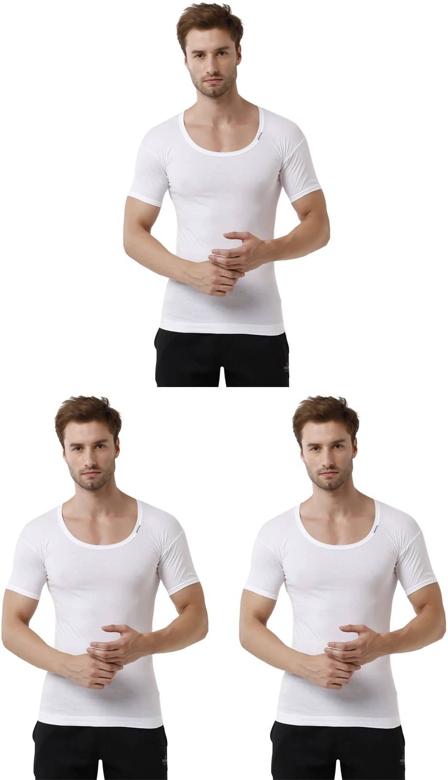     			Rupa Frontline Pack of 3 Cotton Basic Vest For Men ( White )