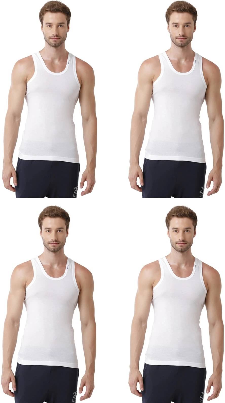     			Rupa Frontline Pack of 4 Cotton Basic Vest For Men ( White )