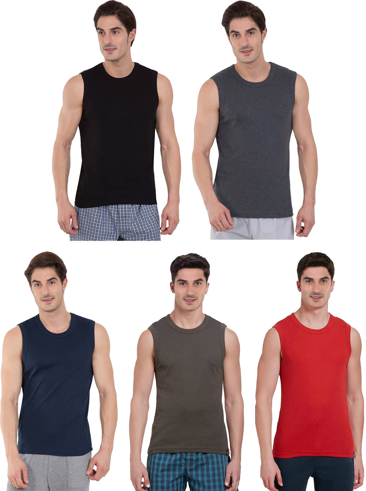 Rupa Frontline Pack of 5 Cotton Basic Vest For Men ( Multicolor ) Rupa Frontline Pack of 5 Cotton Basic Vest For Men ( Multicolor )