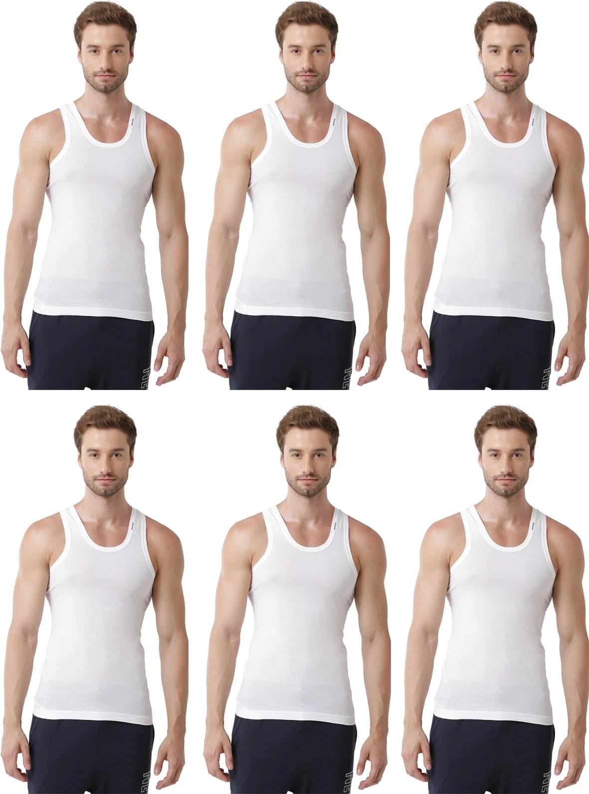 Rupa Frontline Pack of 6 Cotton Basic Vest For Men ( White ) Rupa Frontline Pack of 6 Cotton Basic Vest For Men ( White )