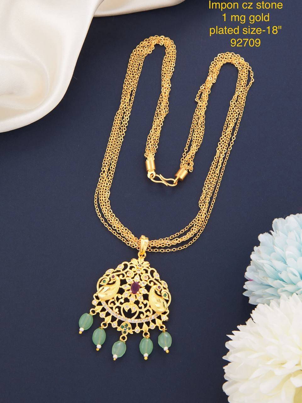     			S H GOLD Golden Brass Necklace ( Pack of 1 )