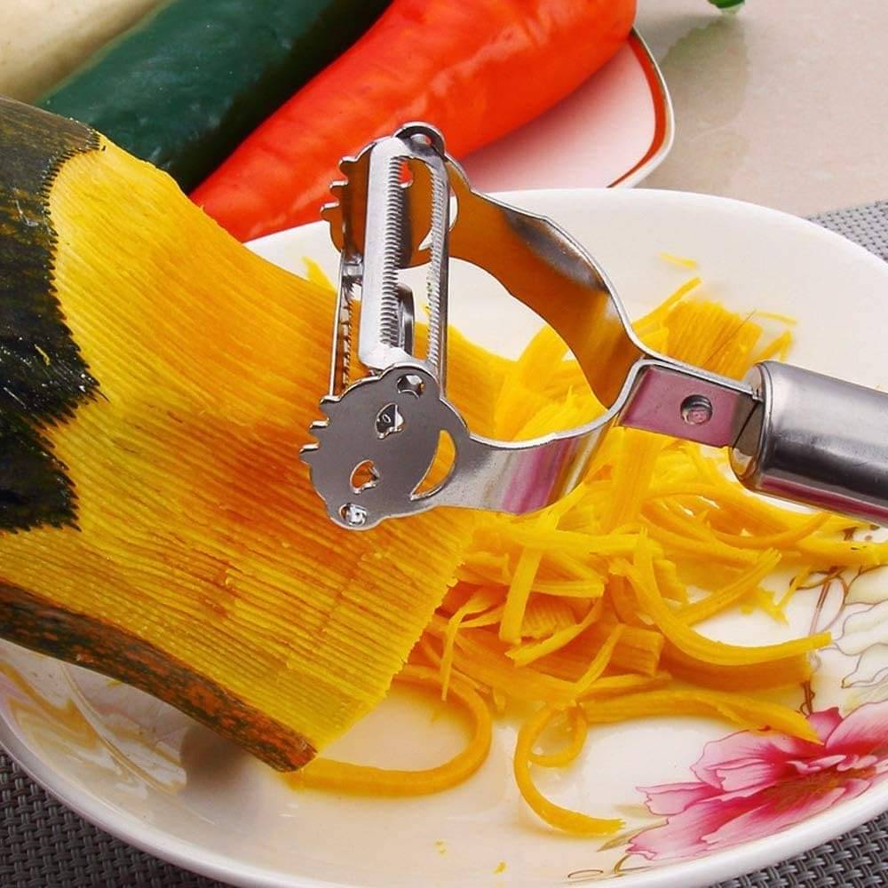 SKYVILLA 2 in 1 Peeler Julienne for Salad, Potato Peeler, Vegetable Slicer, Multi-Functional, Fruit Slicer, Adjustable Veggie Shredder, Kitchen Noodle Cutter, Stainless Steel (1) SKYVILLA 2 in 1 Peeler Julienne for Salad, Potato Peeler, Vegetable Slicer, Multi-Functional, Fruit Slicer, Adjustable Veggie Shredder, Kitchen Noodle Cutter, Stainless Steel (1)