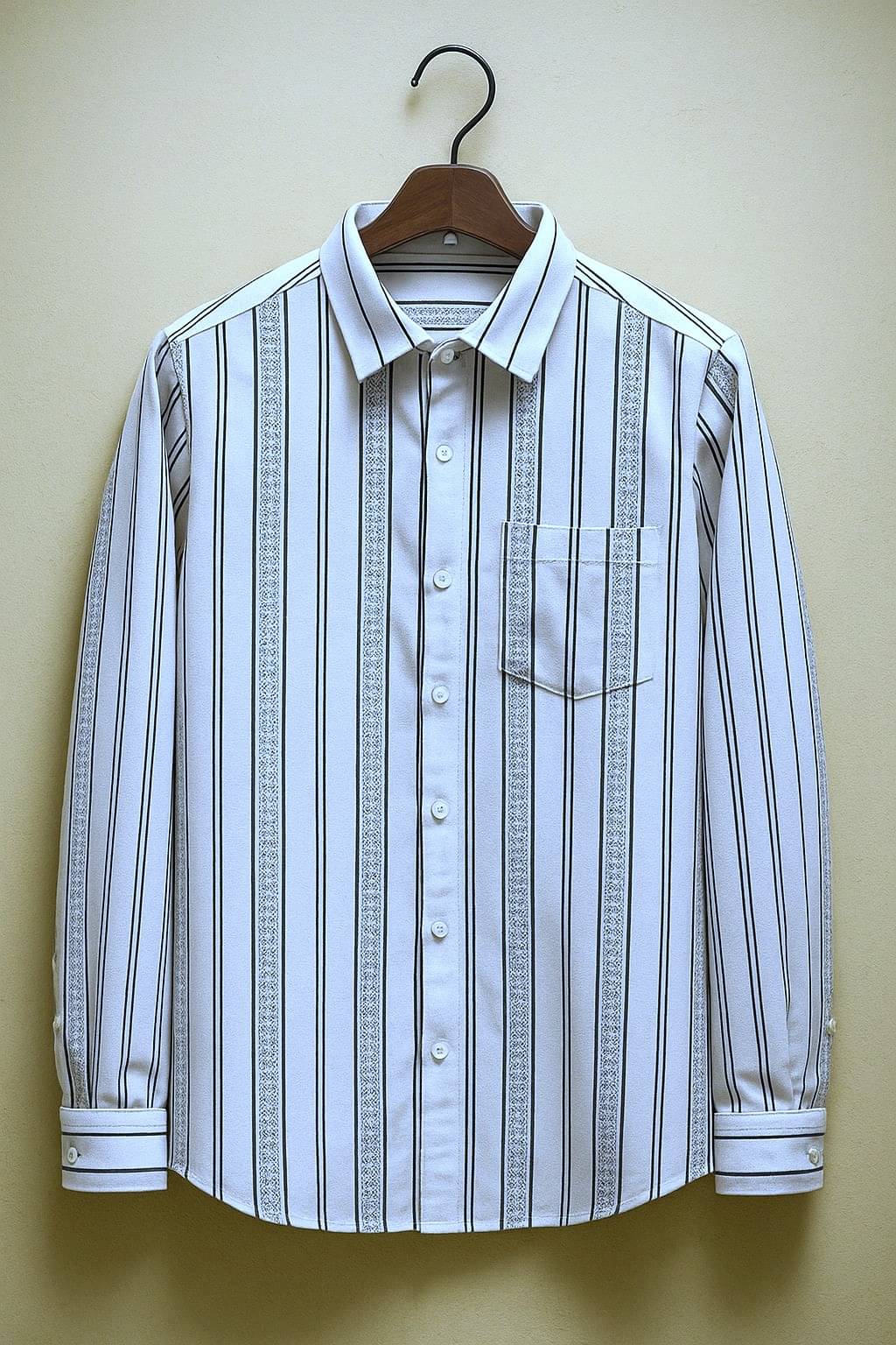 Try This Cotton Blend Regular Fit Striped Full Sleeves Men's Casual Shirt - Black ( Pack of 1 ) Try This Cotton Blend Regular Fit Striped Full Sleeves Men's Casual Shirt - Black ( Pack of 1 )