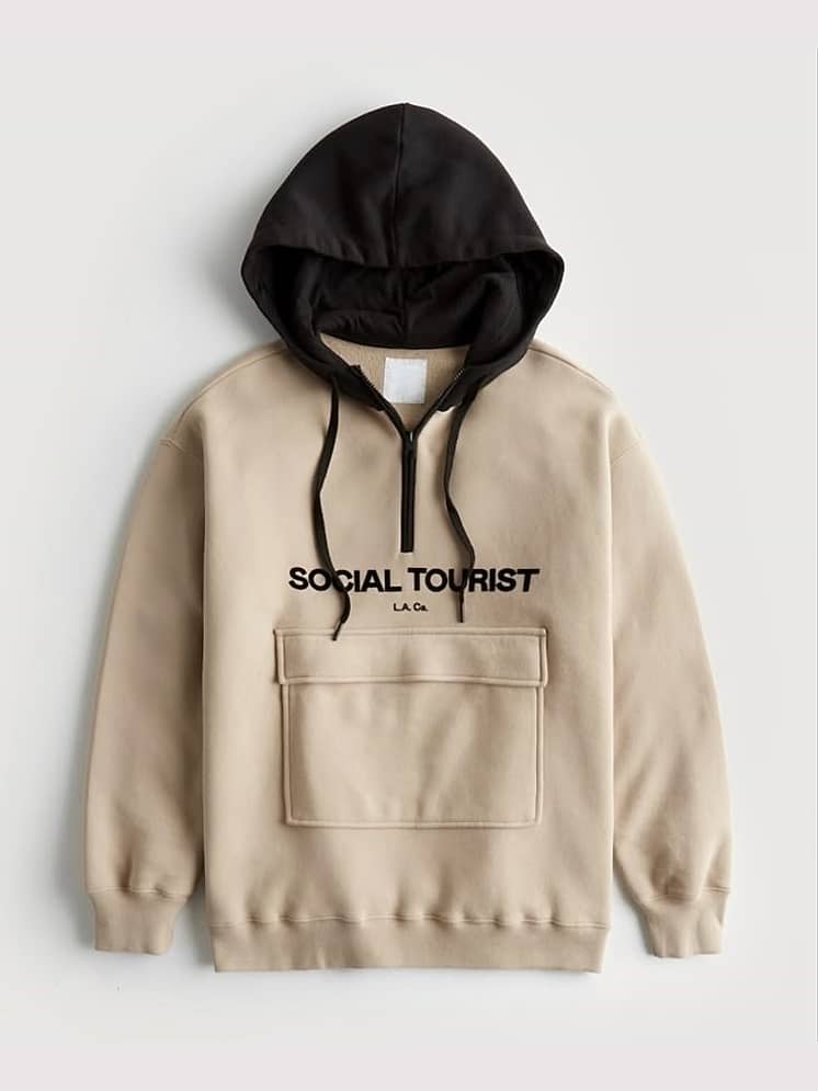 Zova 100 Percent Cotton Fleece Hooded Men's Sweatshirt Multi