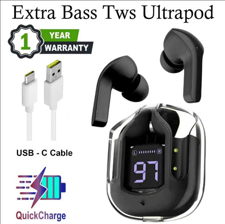 ULTRAPOD EARBUDS Bluetooth True Wireless (TWS) In Ear 30 Hours Playback (Splash Proof) - Black ULTRAPOD EARBUDS Bluetooth True Wireless (TWS) In Ear 30 Hours Playback (Splash Proof) - Black