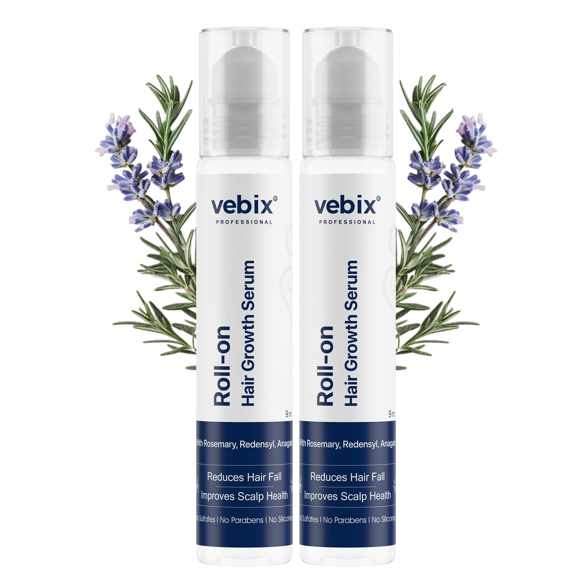 Vebix Professional Rosemary Roll-On Hair Serum 18 mL Pack of 2 Vebix Professional Rosemary Roll-On Hair Serum 18 mL Pack of 2