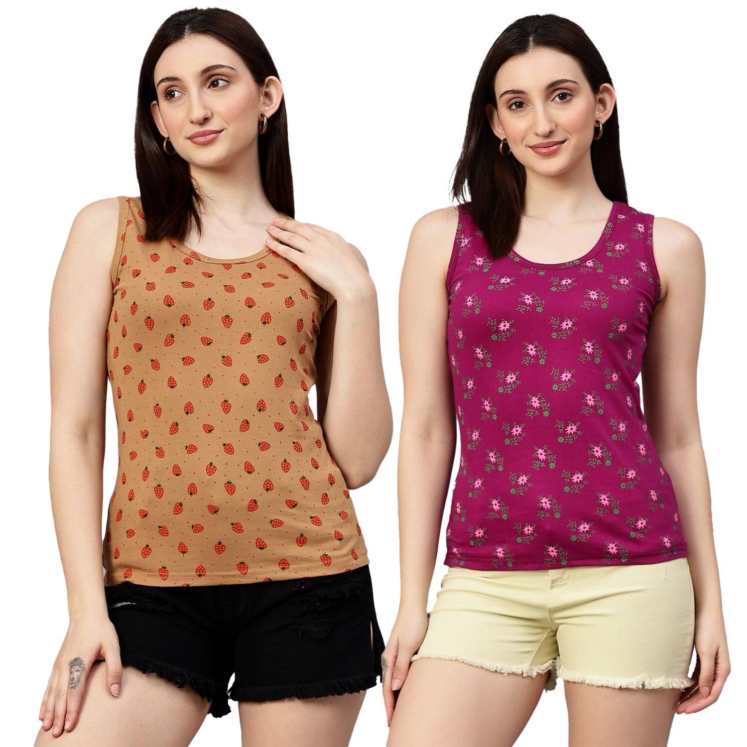     			Volex Women's Cotton Tank Top ( Multi Color )