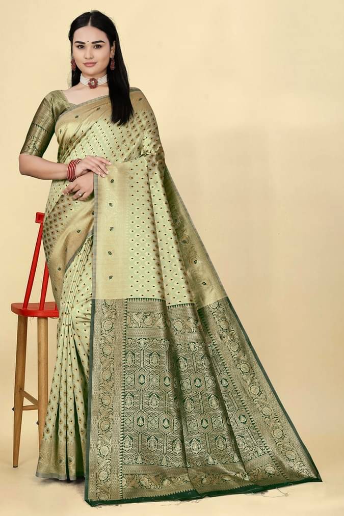 gernic Art Silk Woven Banarasi saree With Stitched Blouse ( Multicolor ) gernic Art Silk Woven Banarasi saree With Stitched Blouse ( Multicolor )