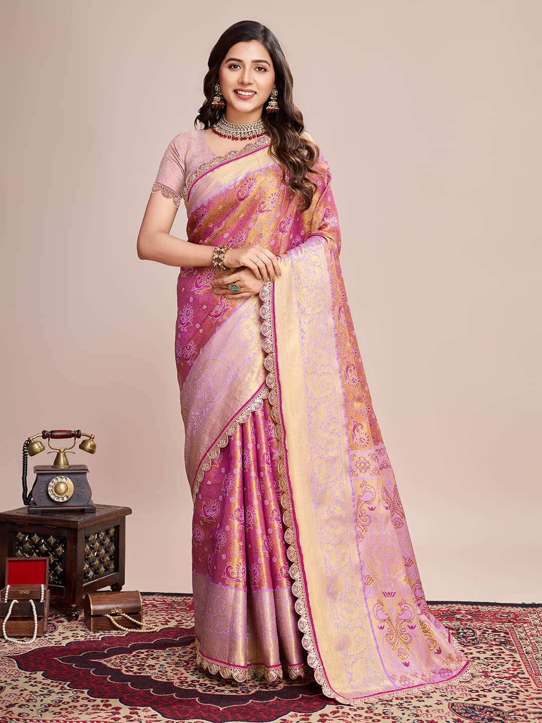 ofline selection Silk Woven Kanjeevaram Sarees With Unstitched Blouse Piece ( Pink ) ofline selection Silk Woven Kanjeevaram Sarees With Unstitched Blouse Piece ( Pink )