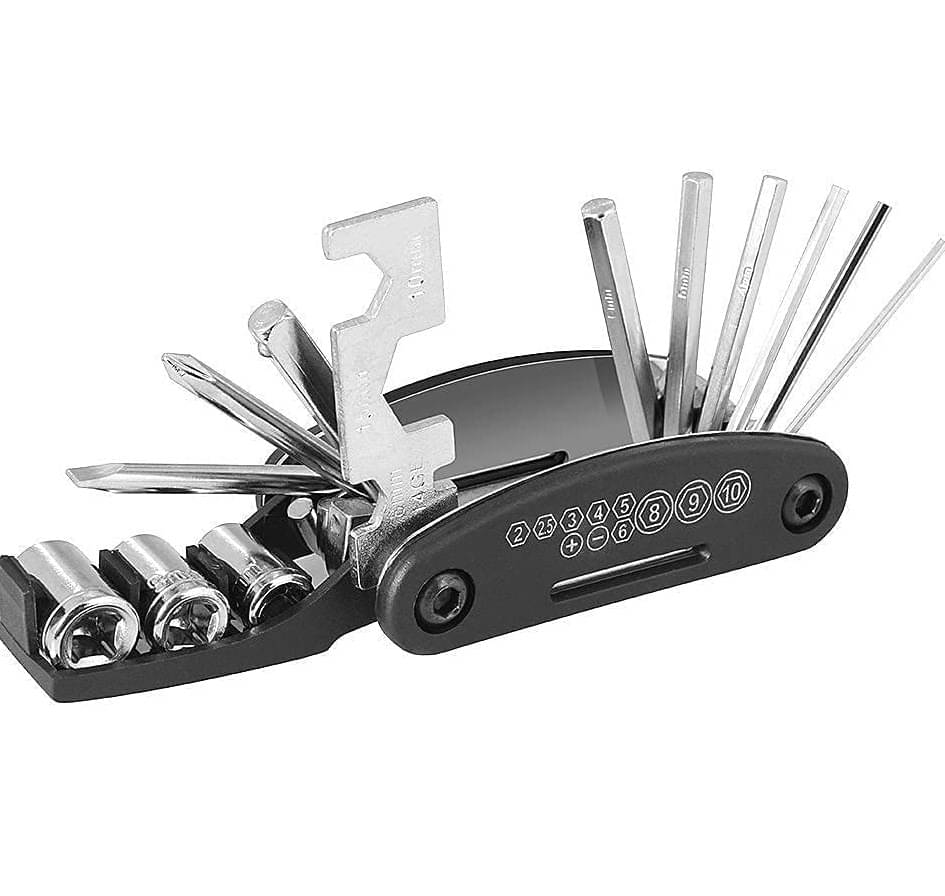     			ABHIRA 16 in 1 Cycle Tool kit,Cycle Repair Kit,Bike Repair Tool Kit,Multifunctional Bike Tool Stainless Steel Portable with Screwdrivers for Bicycle Repairing for Cyclist,Portable travel too.