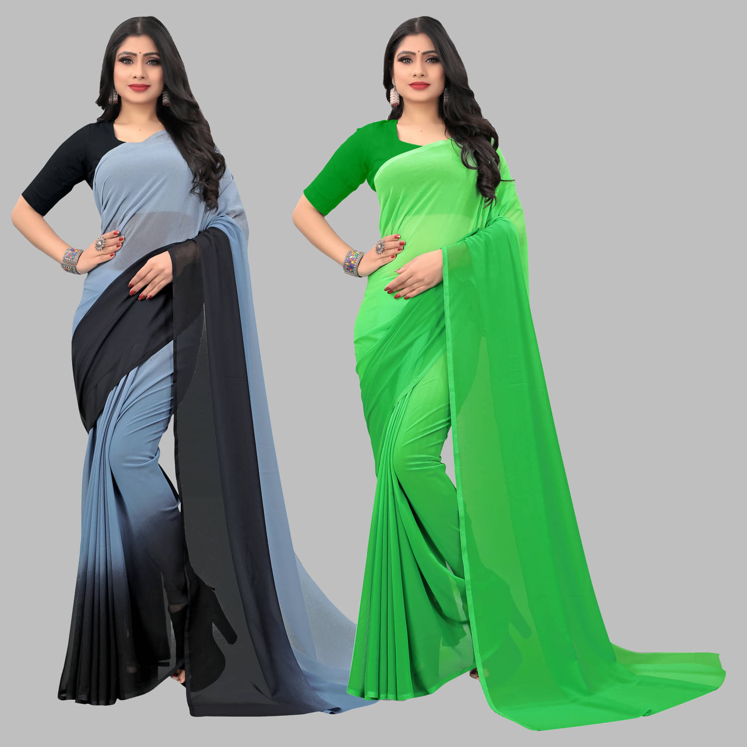    			ANAND SAREES Georgette Dyed Regular Saree With Unstitched Blouse Piece ( Multicolor )