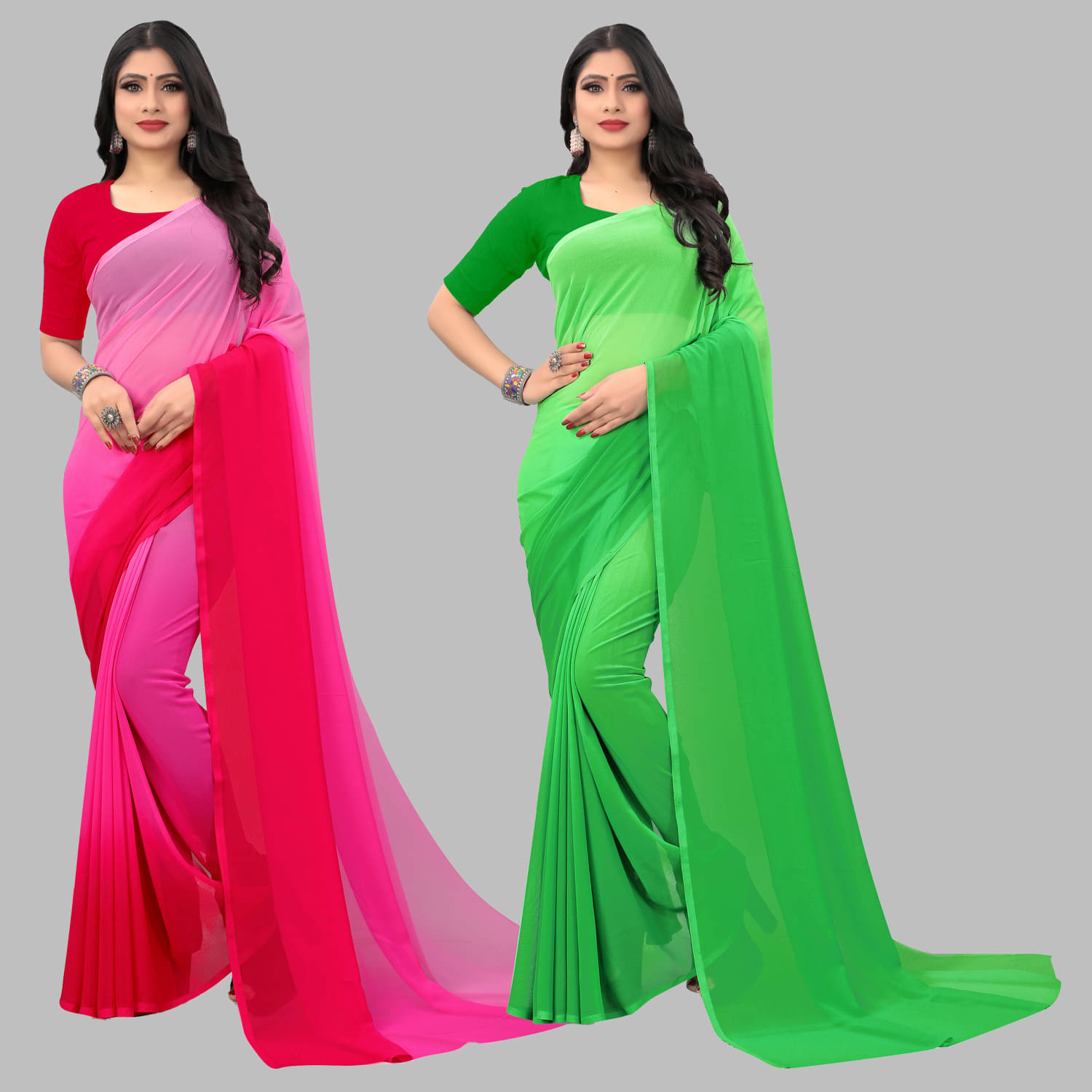     			ANAND SAREES Georgette Dyed Regular Saree With Unstitched Blouse Piece ( Multicolor )