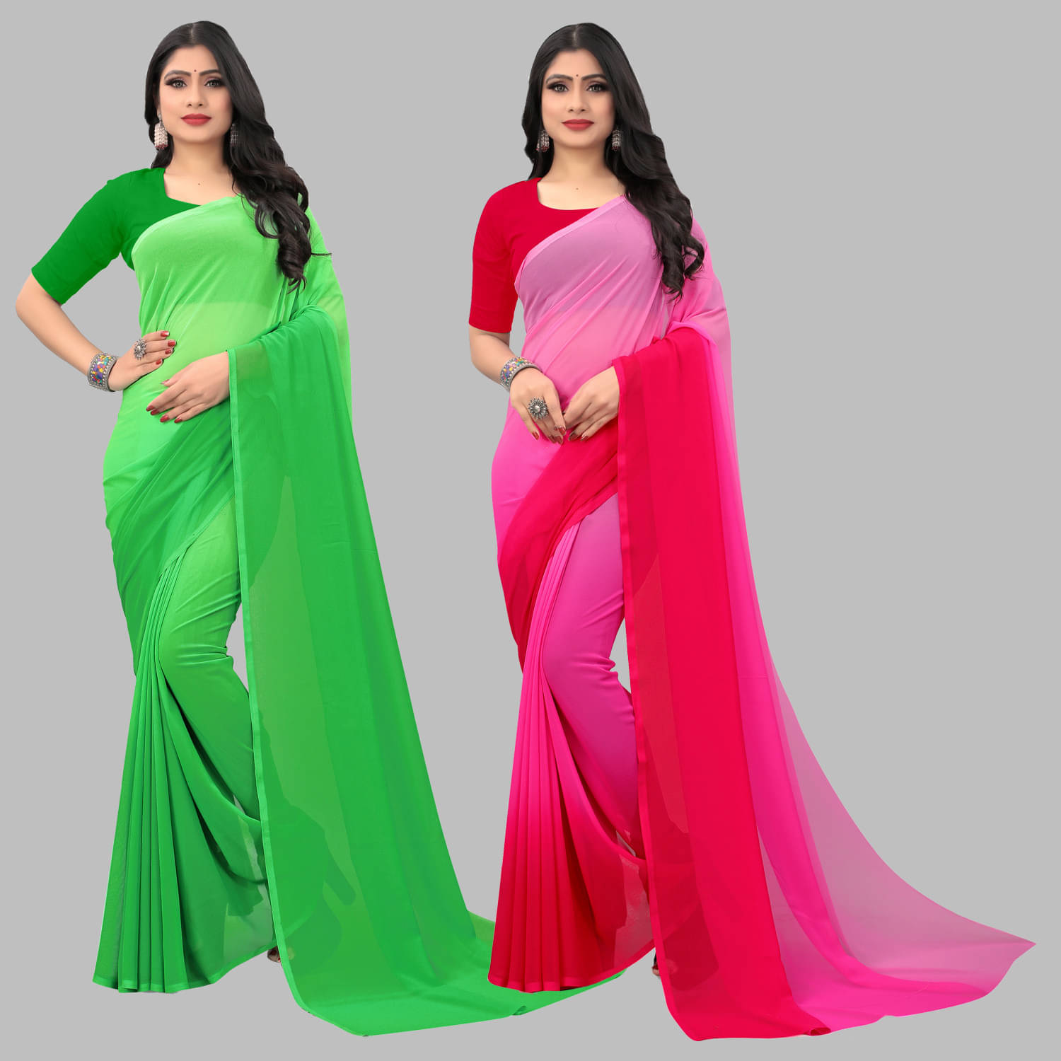     			ANAND SAREES Georgette Dyed Regular Saree With Unstitched Blouse Piece ( Multicolor )