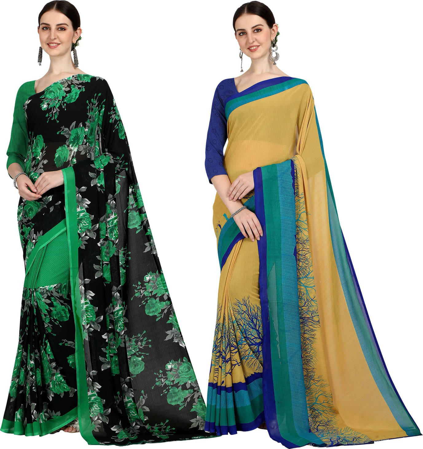     			ANAND SAREES Georgette Printed Regular Saree With Unstitched Blouse Piece ( Multicolor )