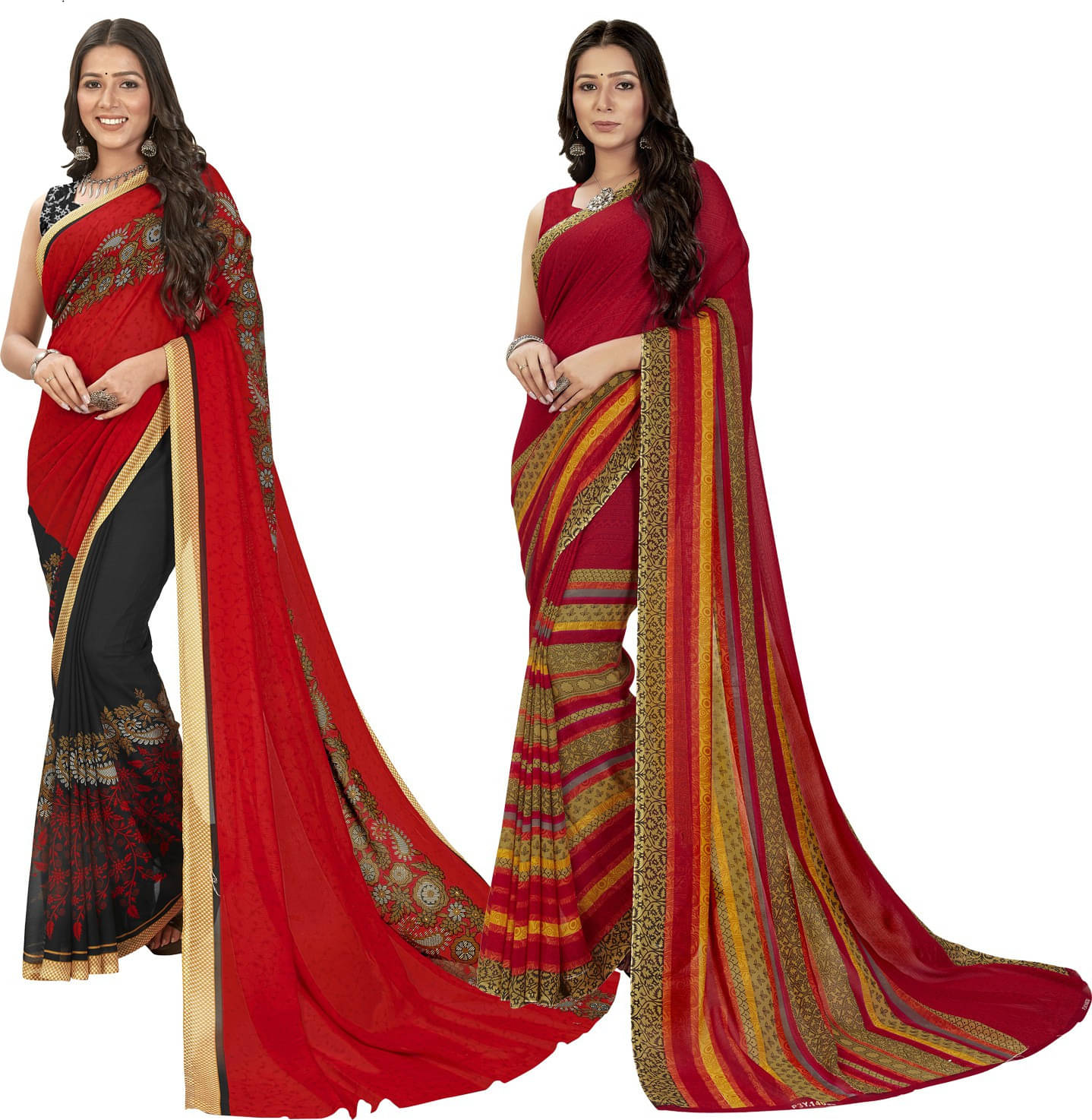 ANAND SAREES Georgette Printed Regular Saree With Unstitched Blouse Piece ( Red ) ANAND SAREES Georgette Printed Regular Saree With Unstitched Blouse Piece ( Red )