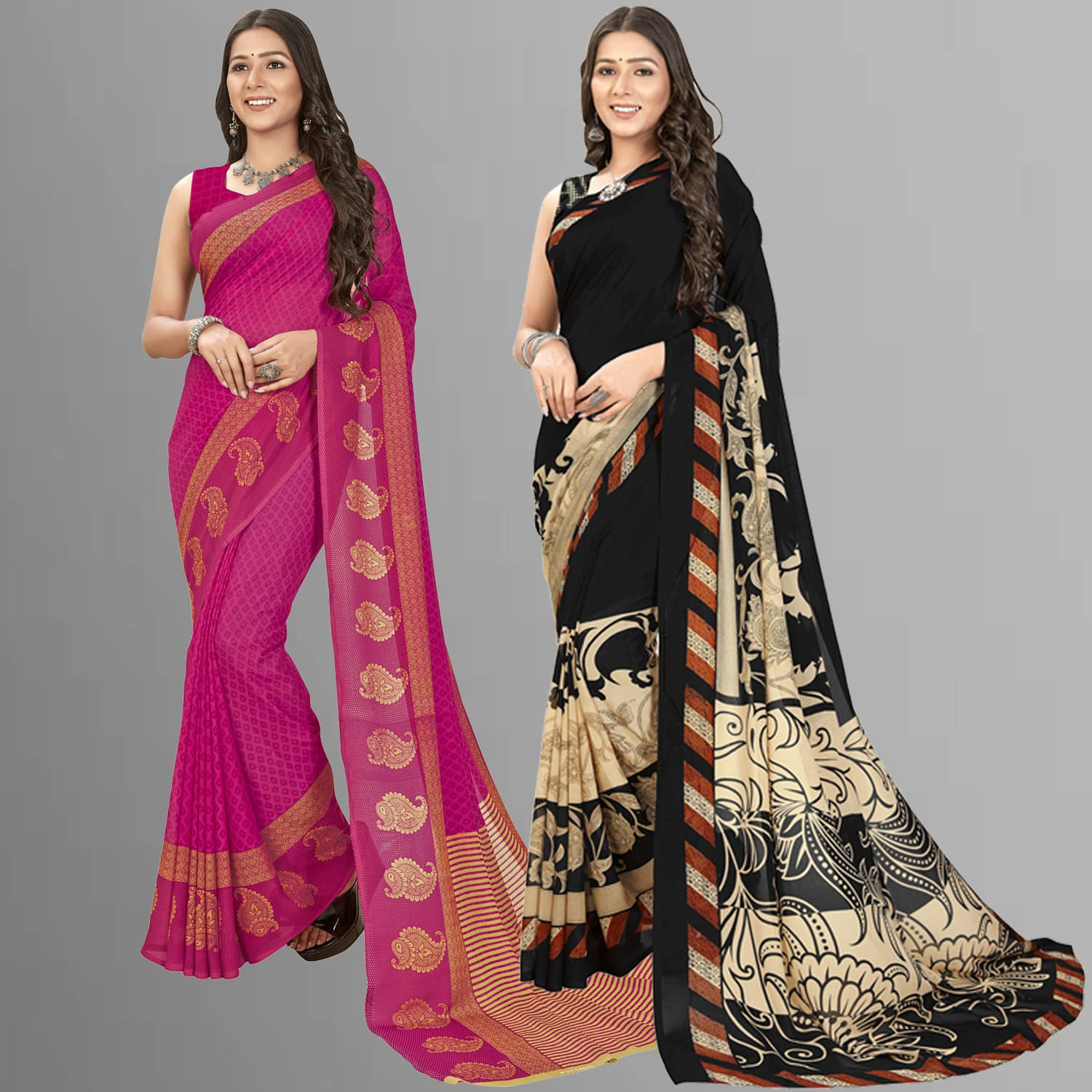 ANAND SAREES Georgette Printed Regular Saree With Unstitched Blouse Piece ( Multicolor ) ANAND SAREES Georgette Printed Regular Saree With Unstitched Blouse Piece ( Multicolor )