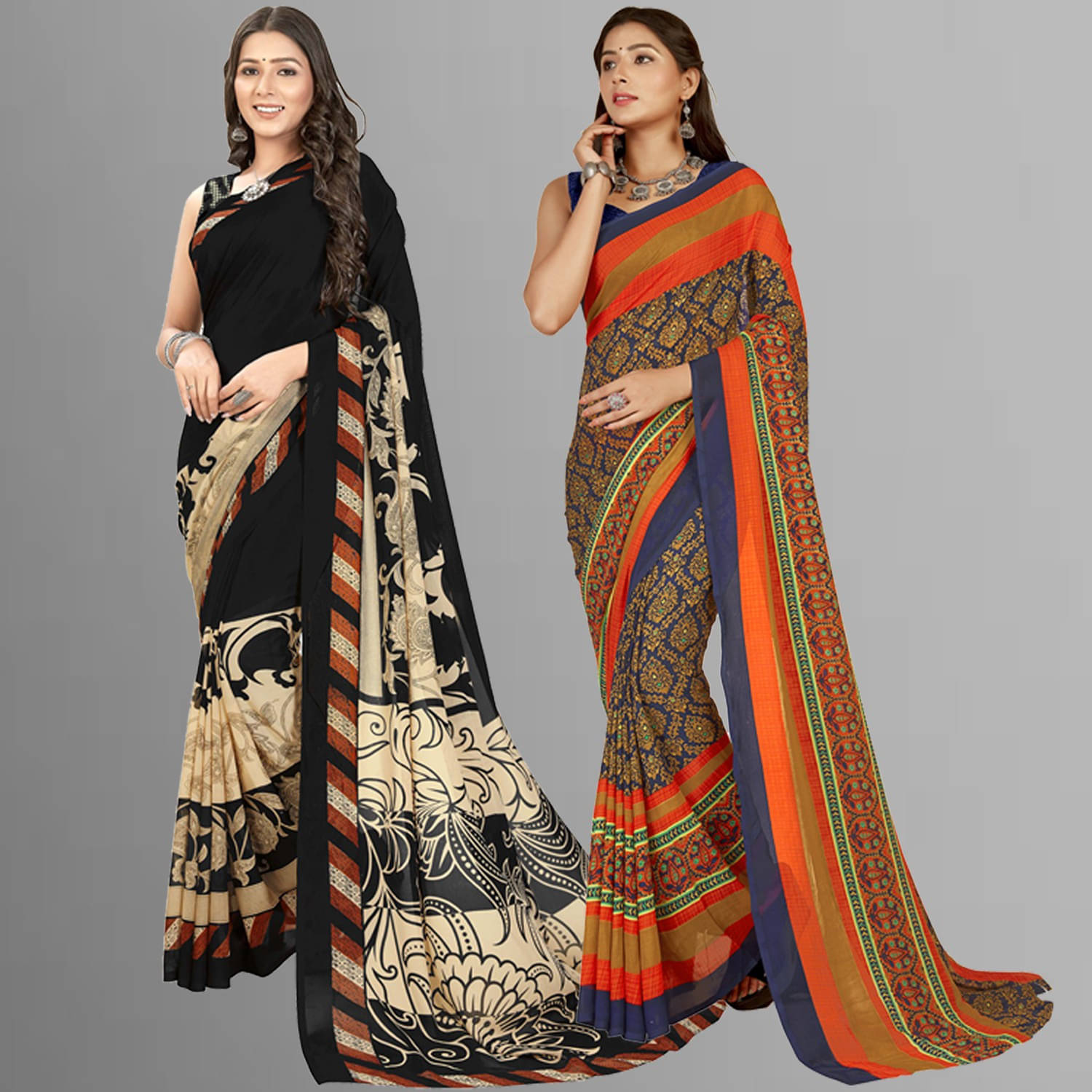 ANAND SAREES Georgette Printed Regular Saree With Unstitched Blouse Piece ( Multicolor ) ANAND SAREES Georgette Printed Regular Saree With Unstitched Blouse Piece ( Multicolor )