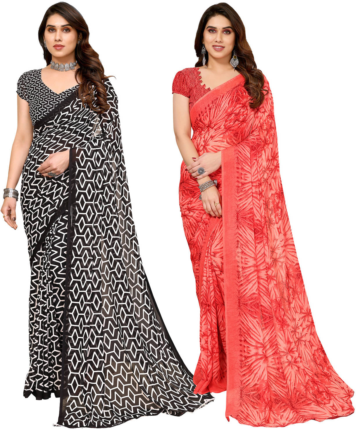     			ANAND SAREES Georgette Printed Regular Saree With Unstitched Blouse Piece ( Multicolor )