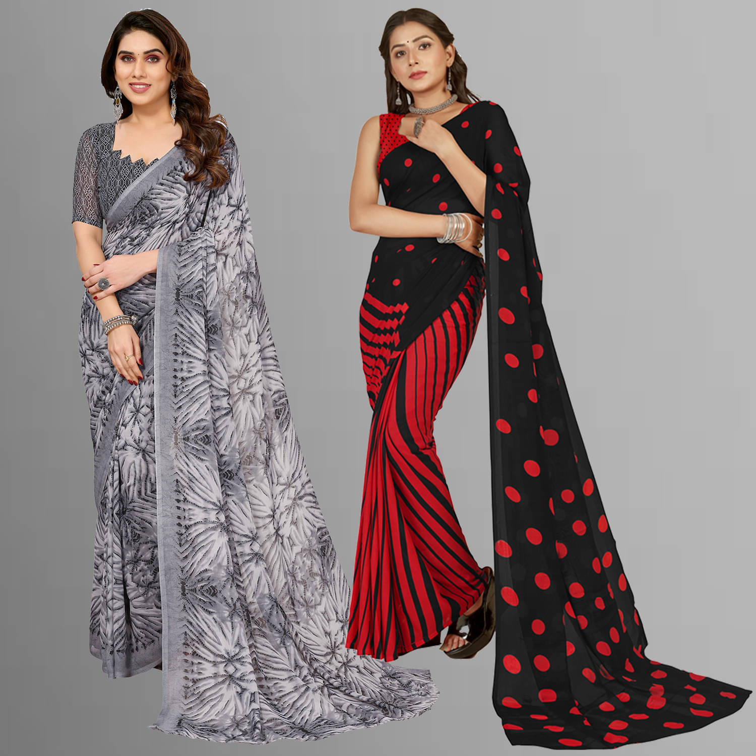     			ANAND SAREES Georgette Printed Regular Saree With Unstitched Blouse Piece ( Multicolor )