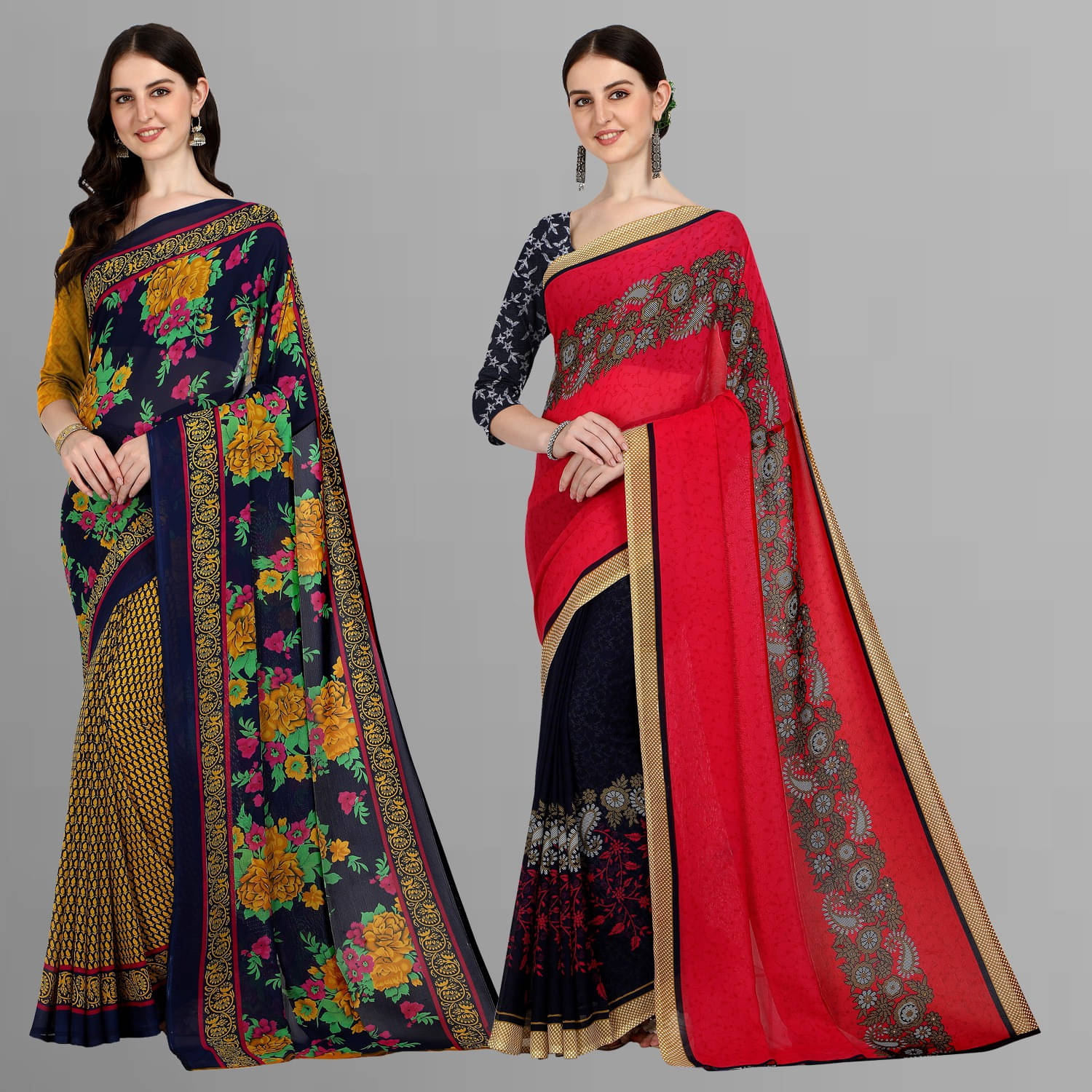 ANAND SAREES Georgette Printed Regular Saree With Unstitched Blouse Piece ( Multicolor ) ANAND SAREES Georgette Printed Regular Saree With Unstitched Blouse Piece ( Multicolor )