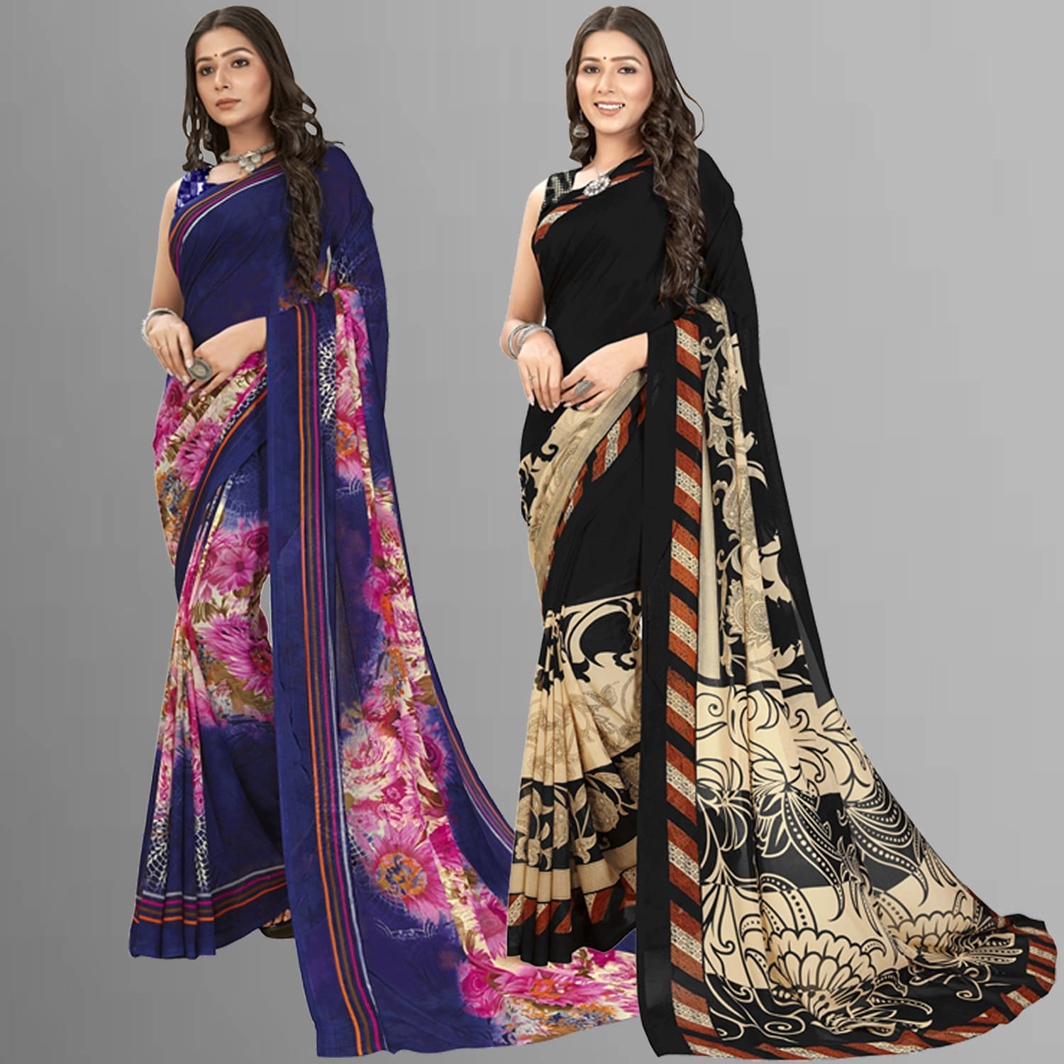 ANAND SAREES Georgette Printed Regular Saree With Unstitched Blouse Piece ( Multicolor ) ANAND SAREES Georgette Printed Regular Saree With Unstitched Blouse Piece ( Multicolor )