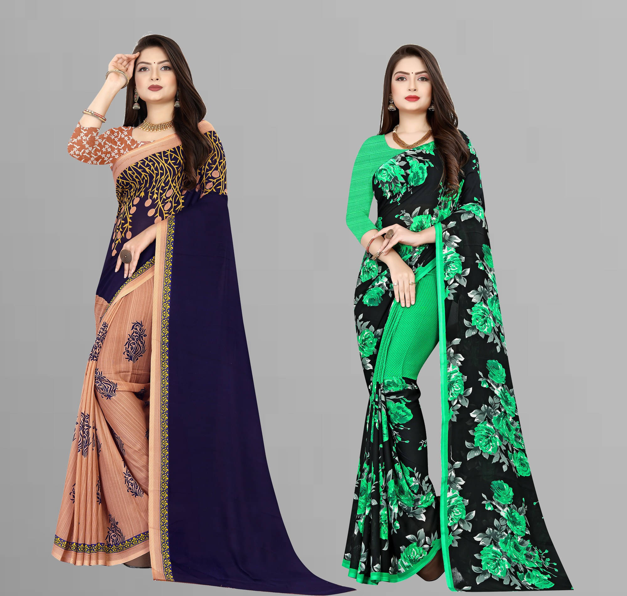     			ANAND SAREES Georgette Printed Regular Saree With Unstitched Blouse Piece ( Multicolor )